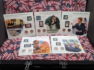(5) P&D Kennedy Half Dollars in Info Sheets - 1971, 1972, 1977, 1992 & 1999 All P&D. (5) P&amp;D 