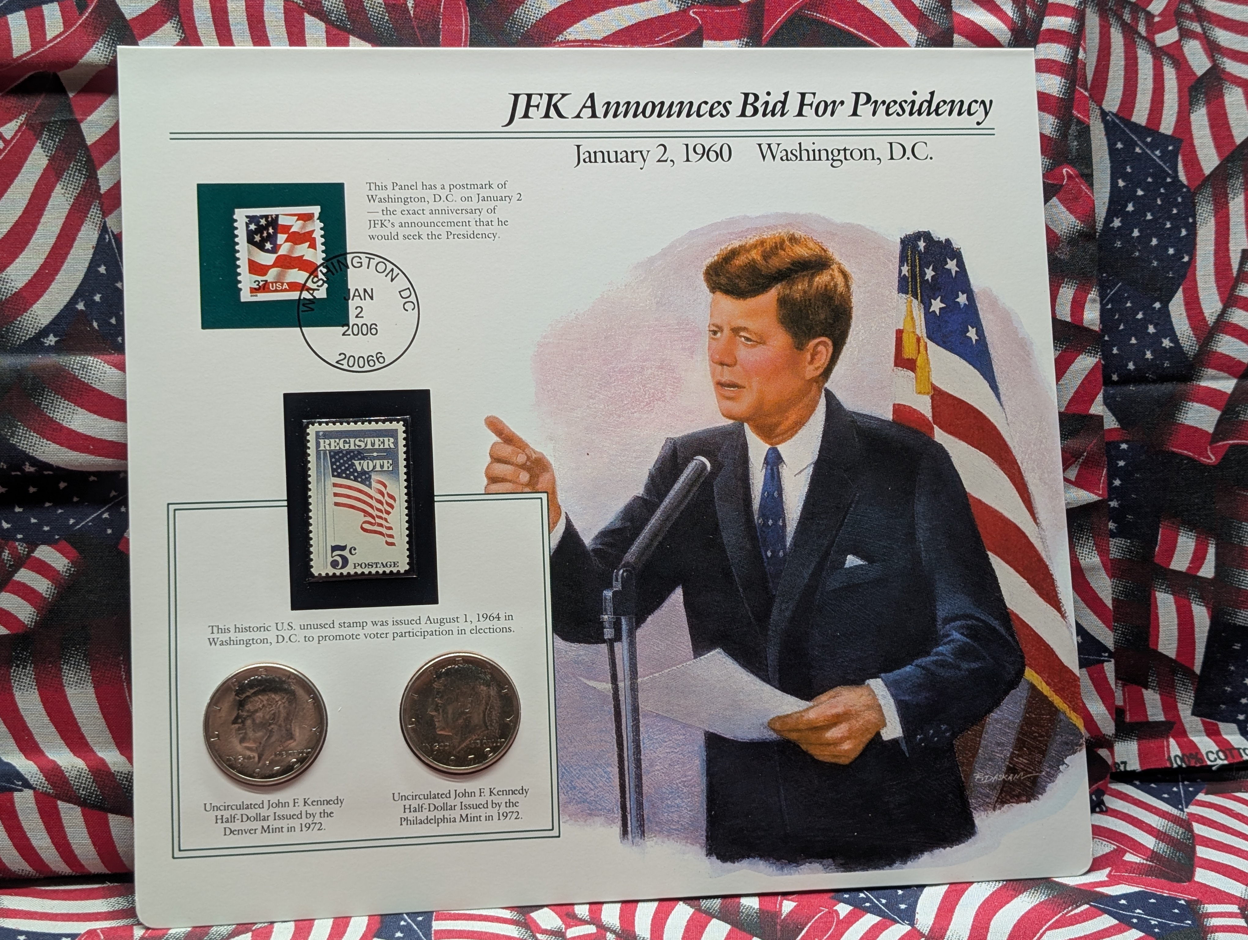 (5) P&D Kennedy Half Dollars in Info Sheets - 1971, 1972, 1977, 1992 & 1999 All P&D