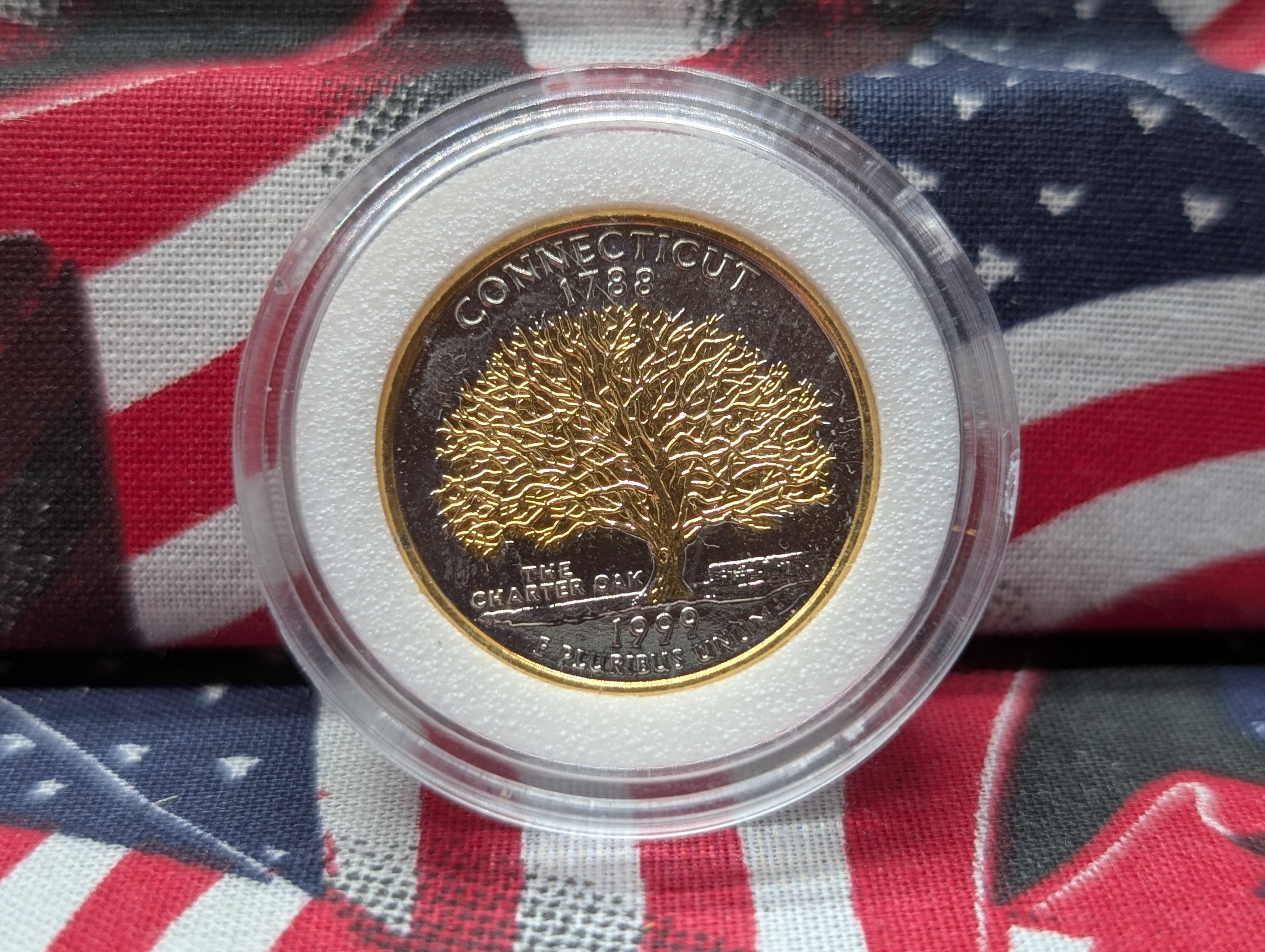 1999 & 2000-P&D 24kt Gold Plated Statehood Quarters - 7 Coins, with Box & COA