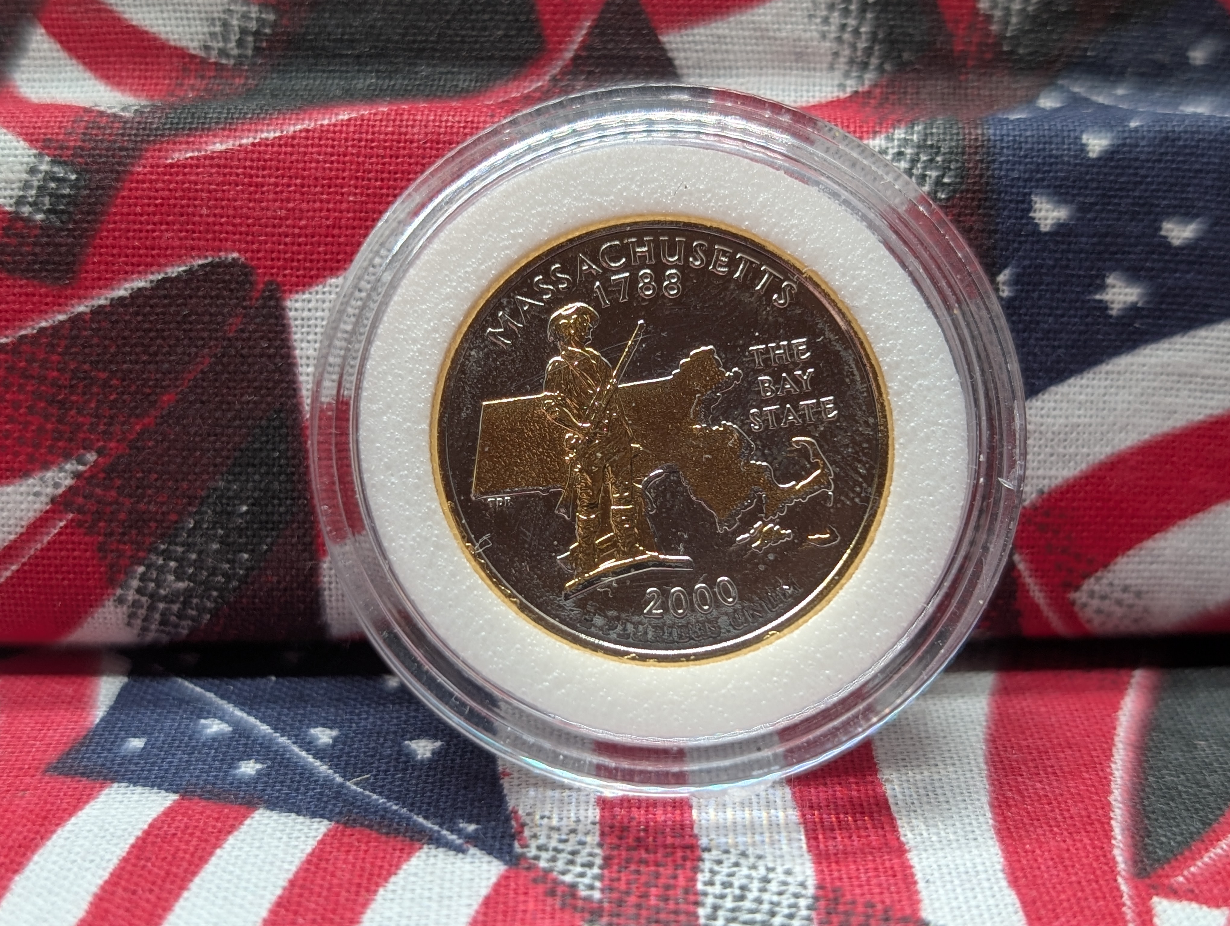 1999 & 2000-P&D 24kt Gold Plated Statehood Quarters - 7 Coins, with Box & COA