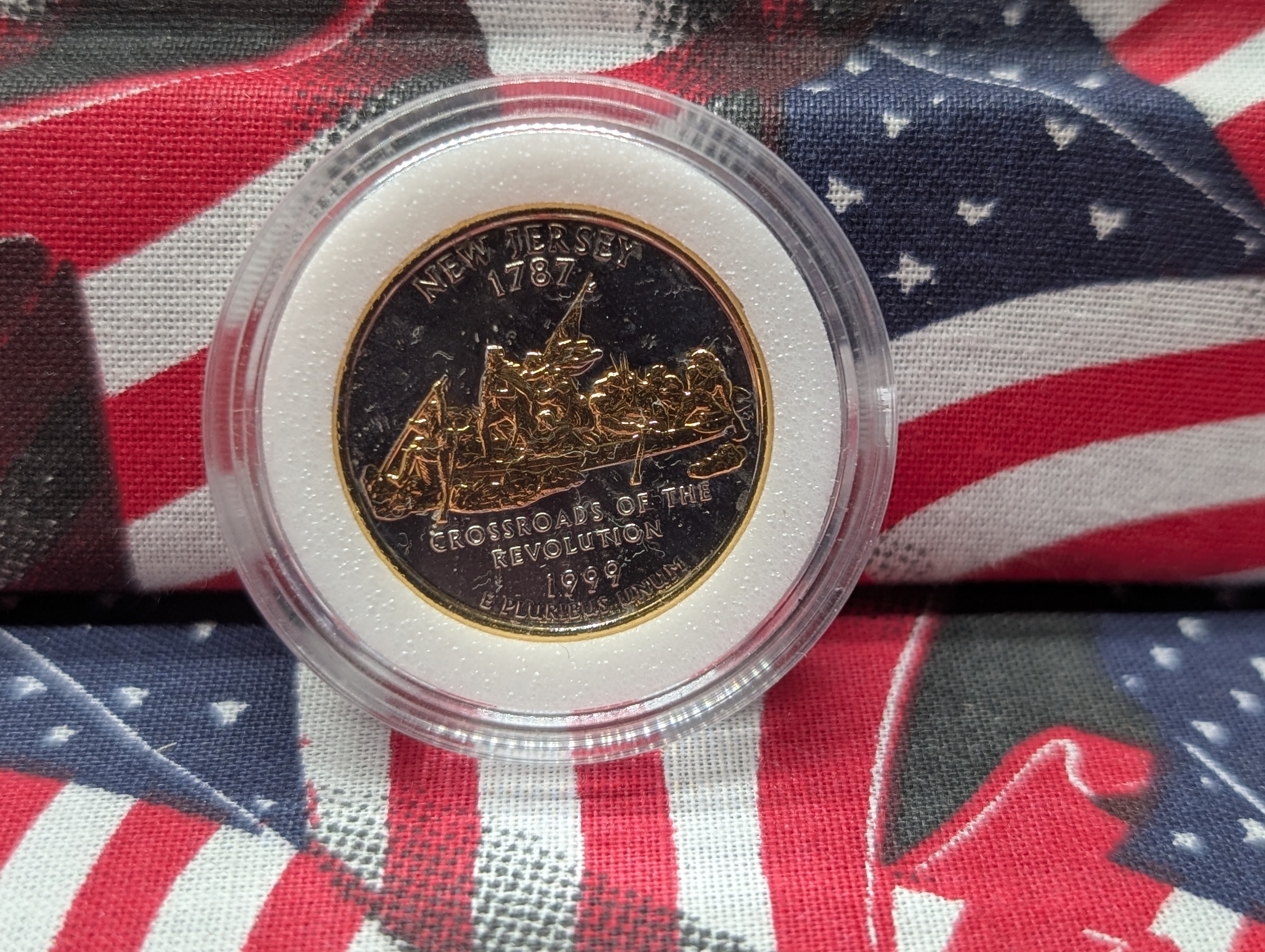 1999 & 2000-P&D 24kt Gold Plated Statehood Quarters - 7 Coins, with Box & COA