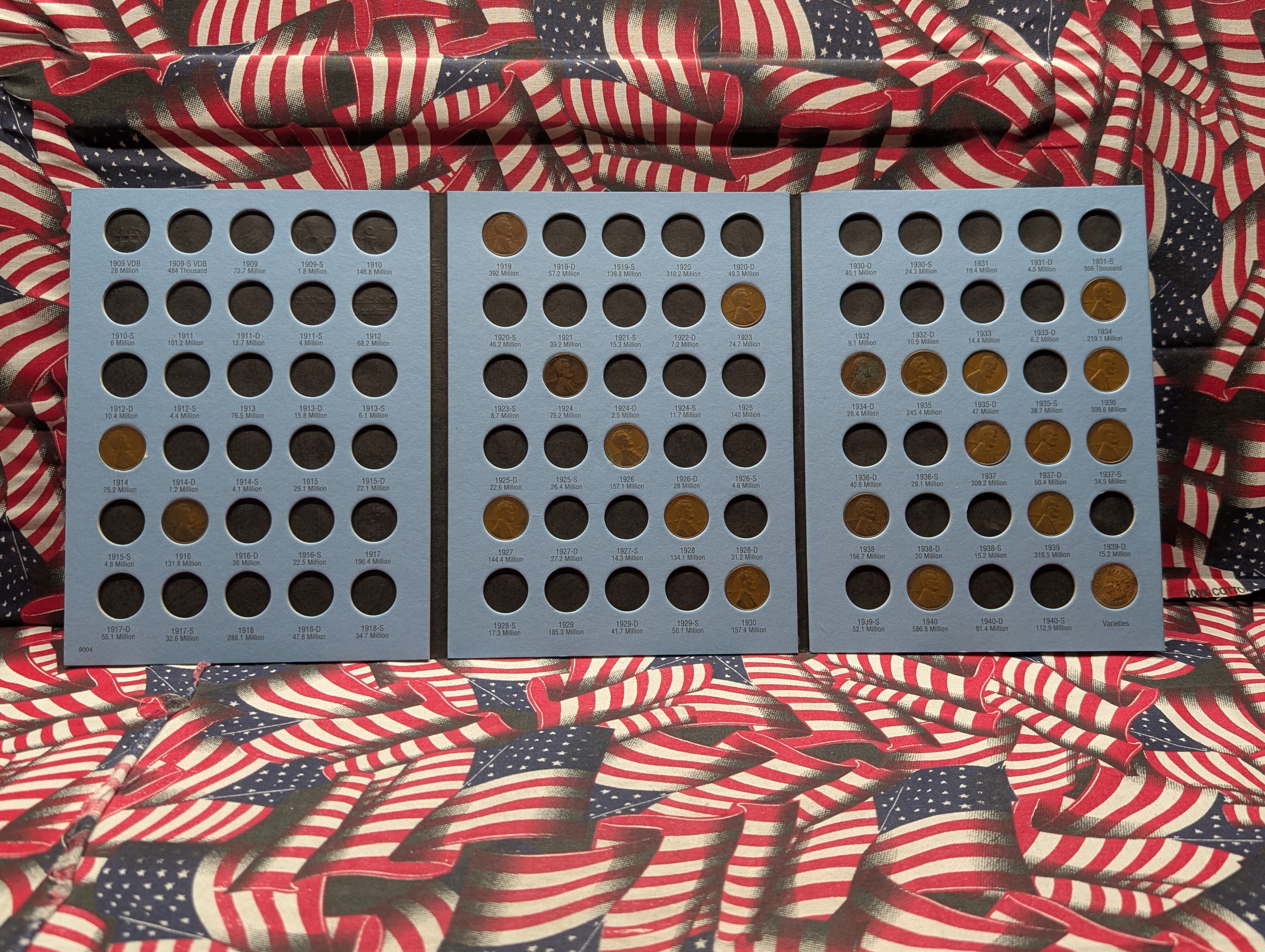 Partial Lincoln Cent Collection 1909-1940 Book, 24 Coins