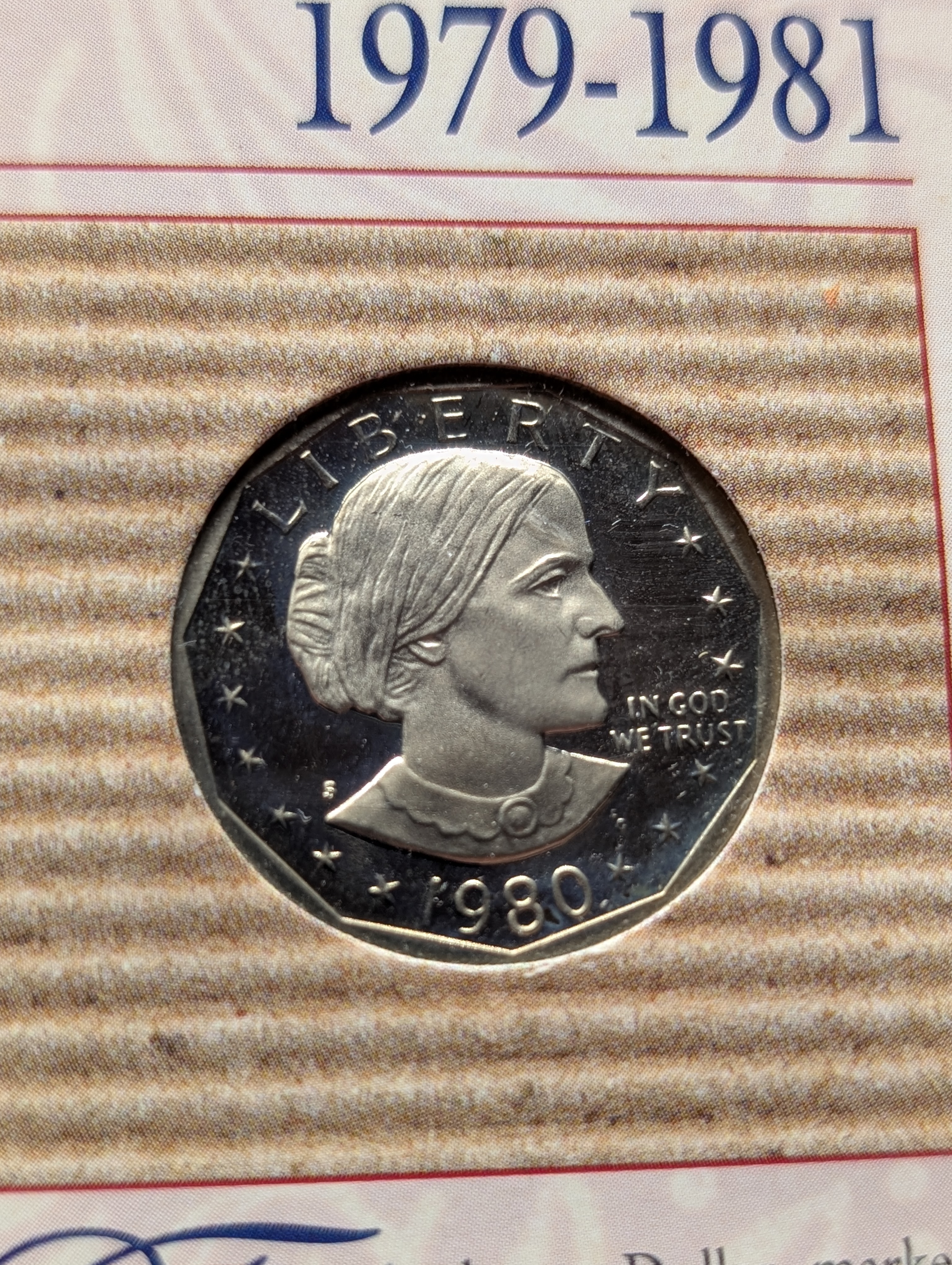 1980-S Susan B. Anthony Dollar - 1979-1981 Obverse & Reverse with COA