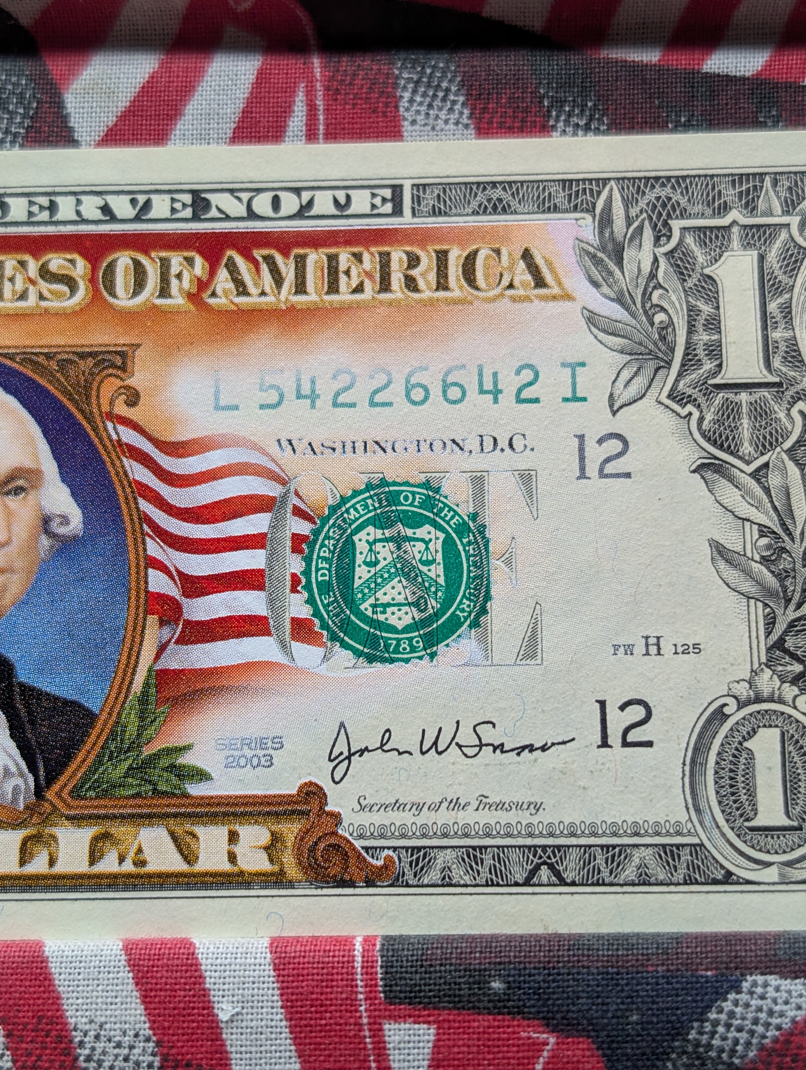 2003 Series Enhanced with Color $1 Note