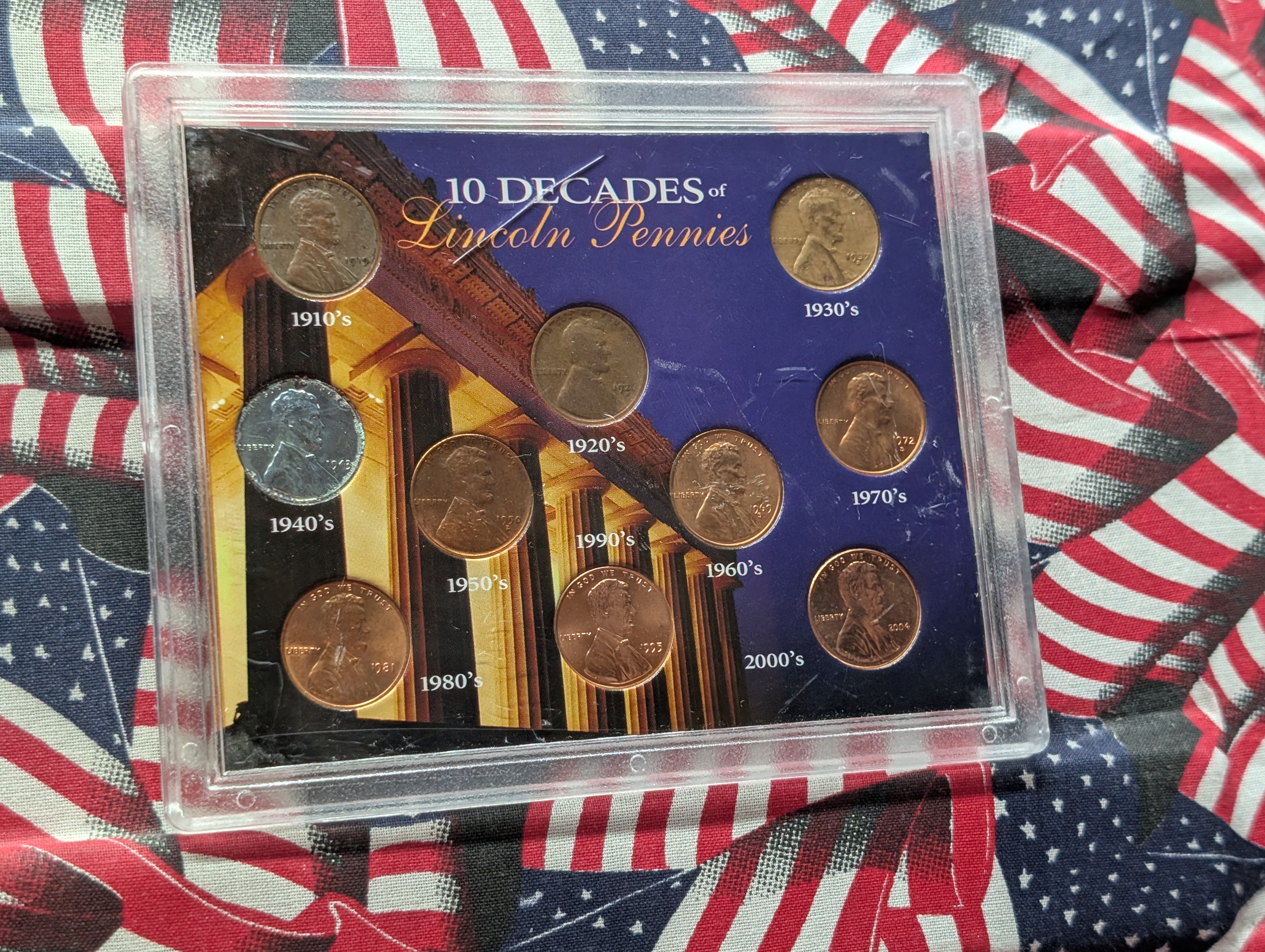 10 Decades of Lincoln Pennies Set - Cracked Case
