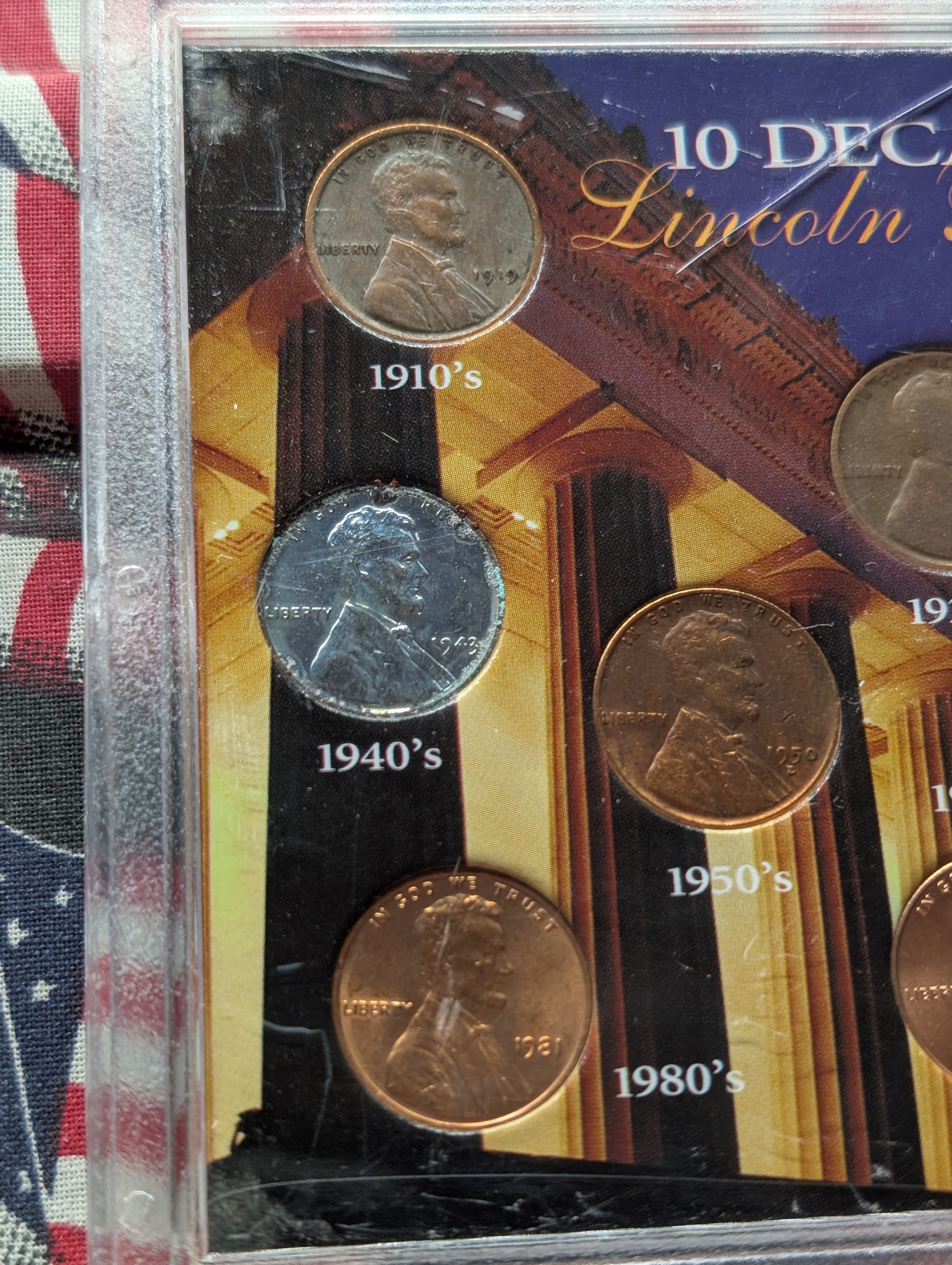 10 Decades of Lincoln Pennies Set - Cracked Case
