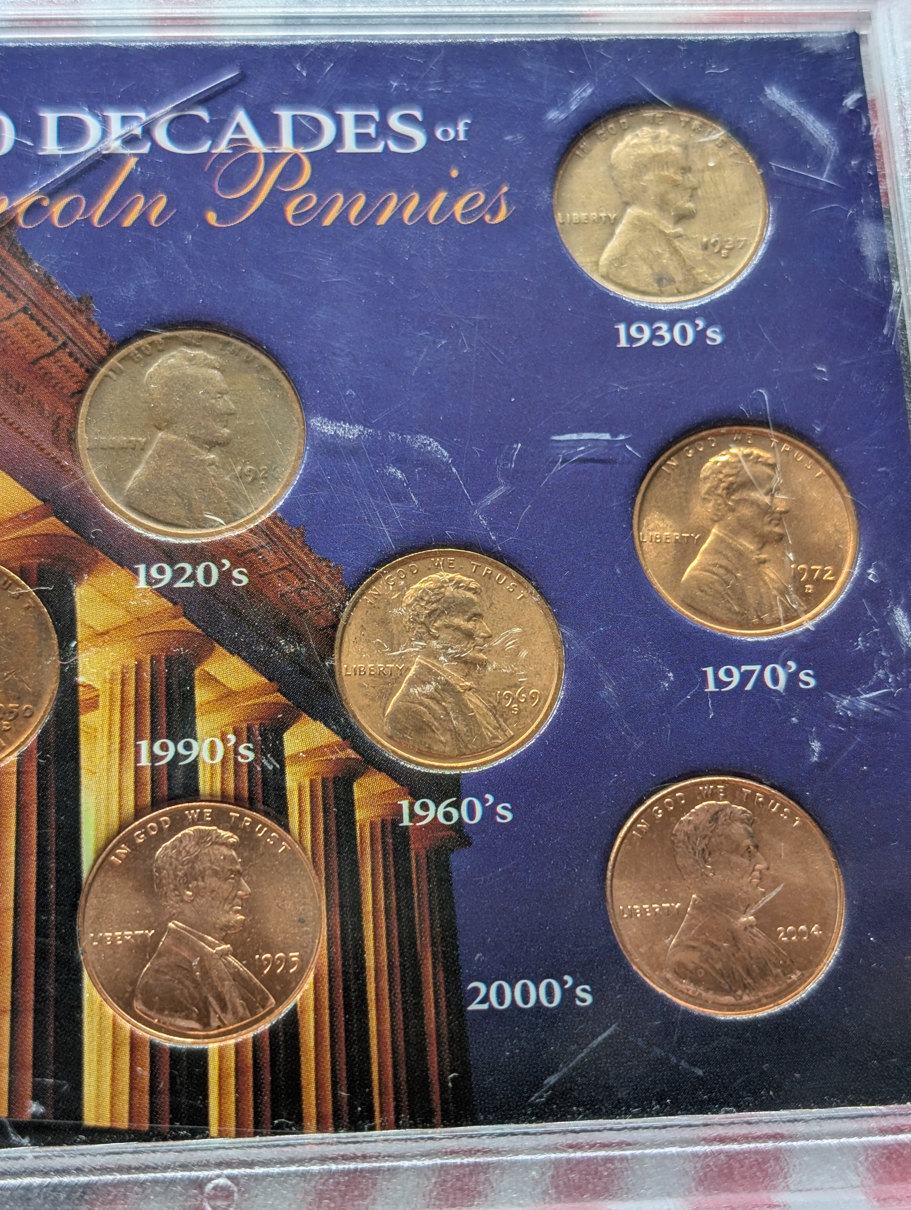 10 Decades of Lincoln Pennies Set - Cracked Case