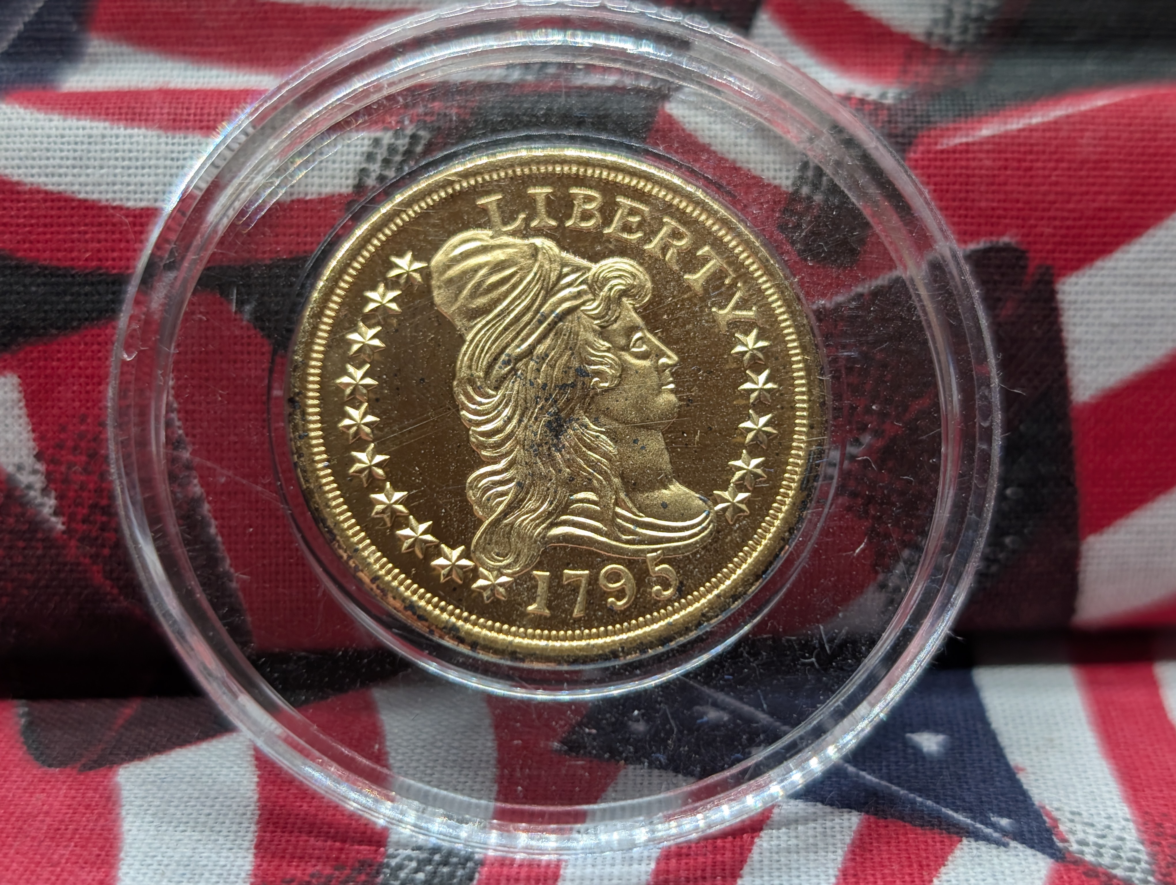 (6) Assorted Gold Layered Copy Copper Coins in Case