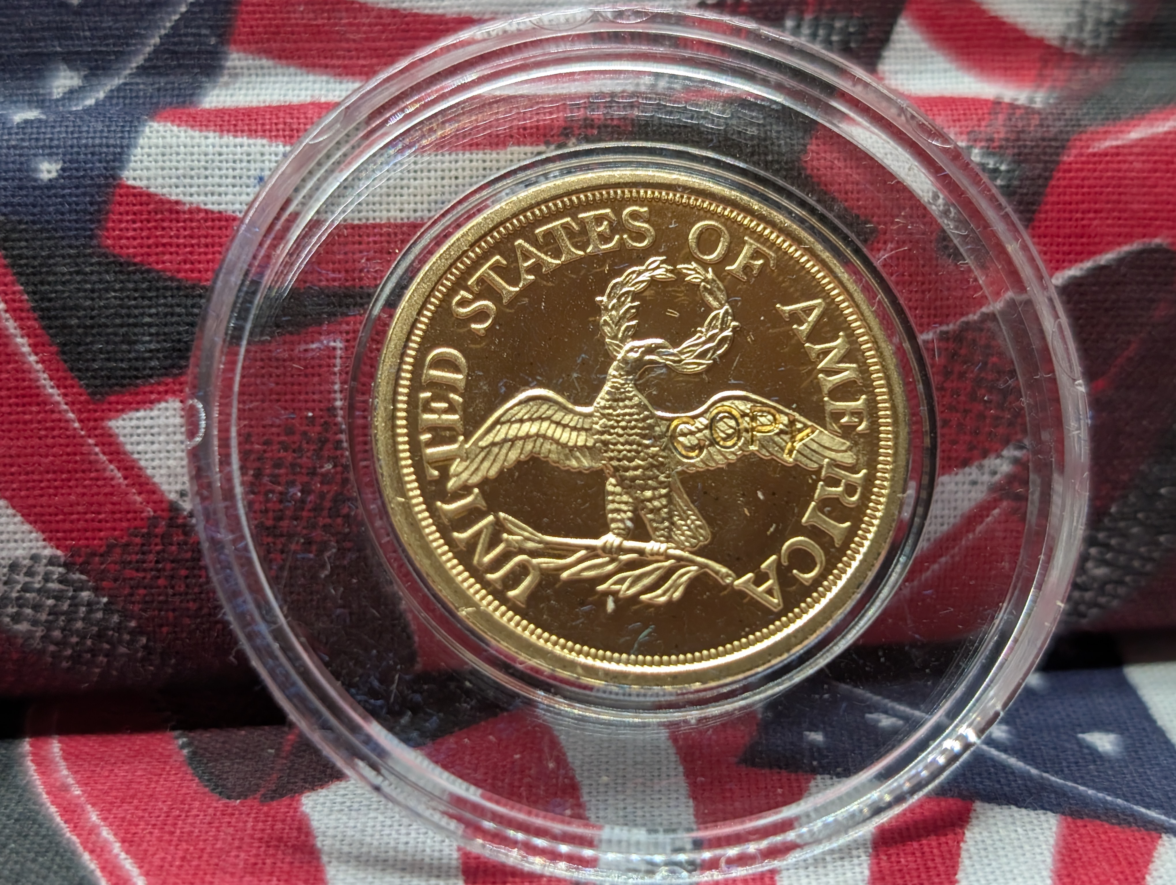 (6) Assorted Gold Layered Copy Copper Coins in Case