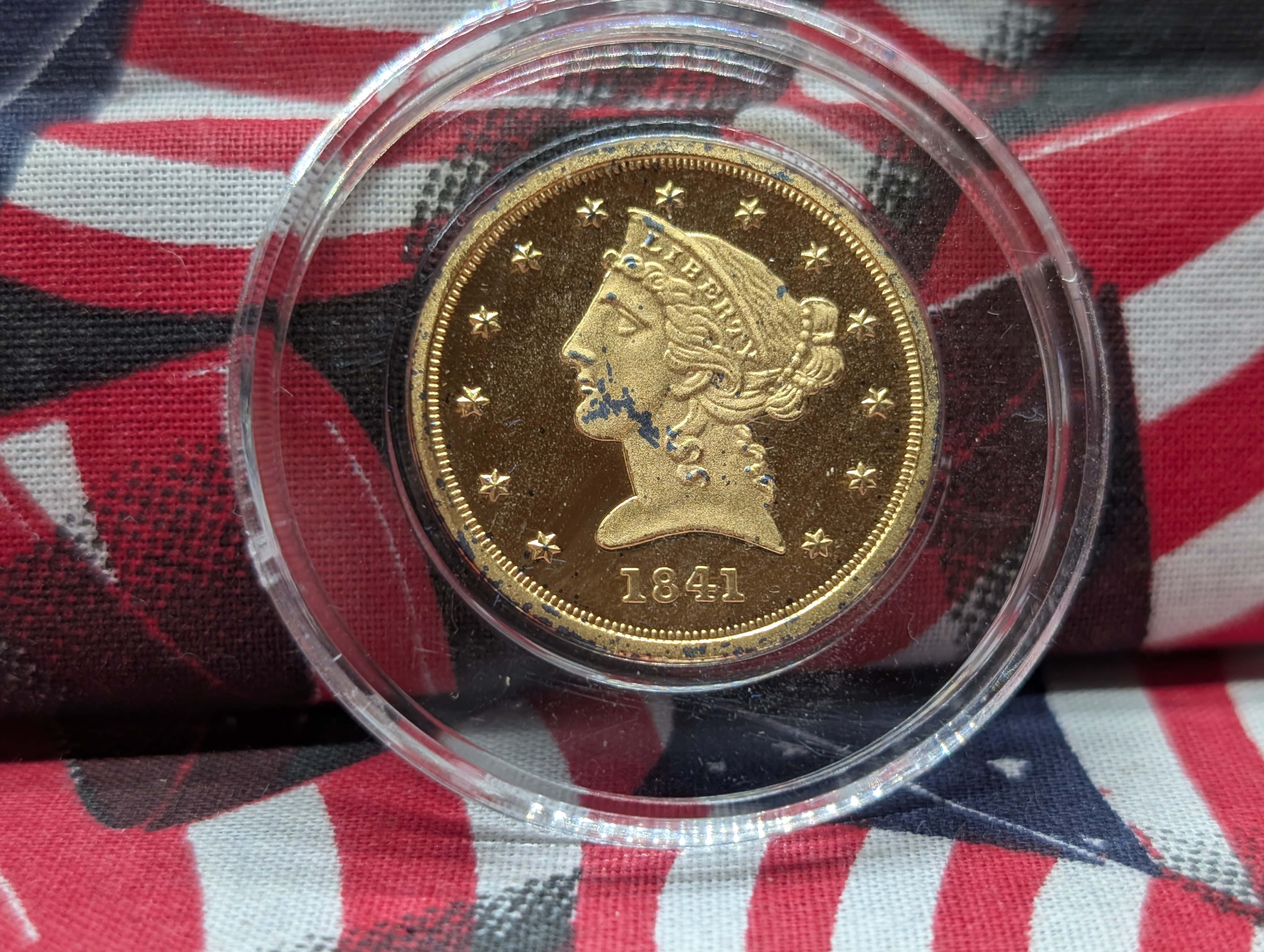 (6) Assorted Gold Layered Copy Copper Coins in Case
