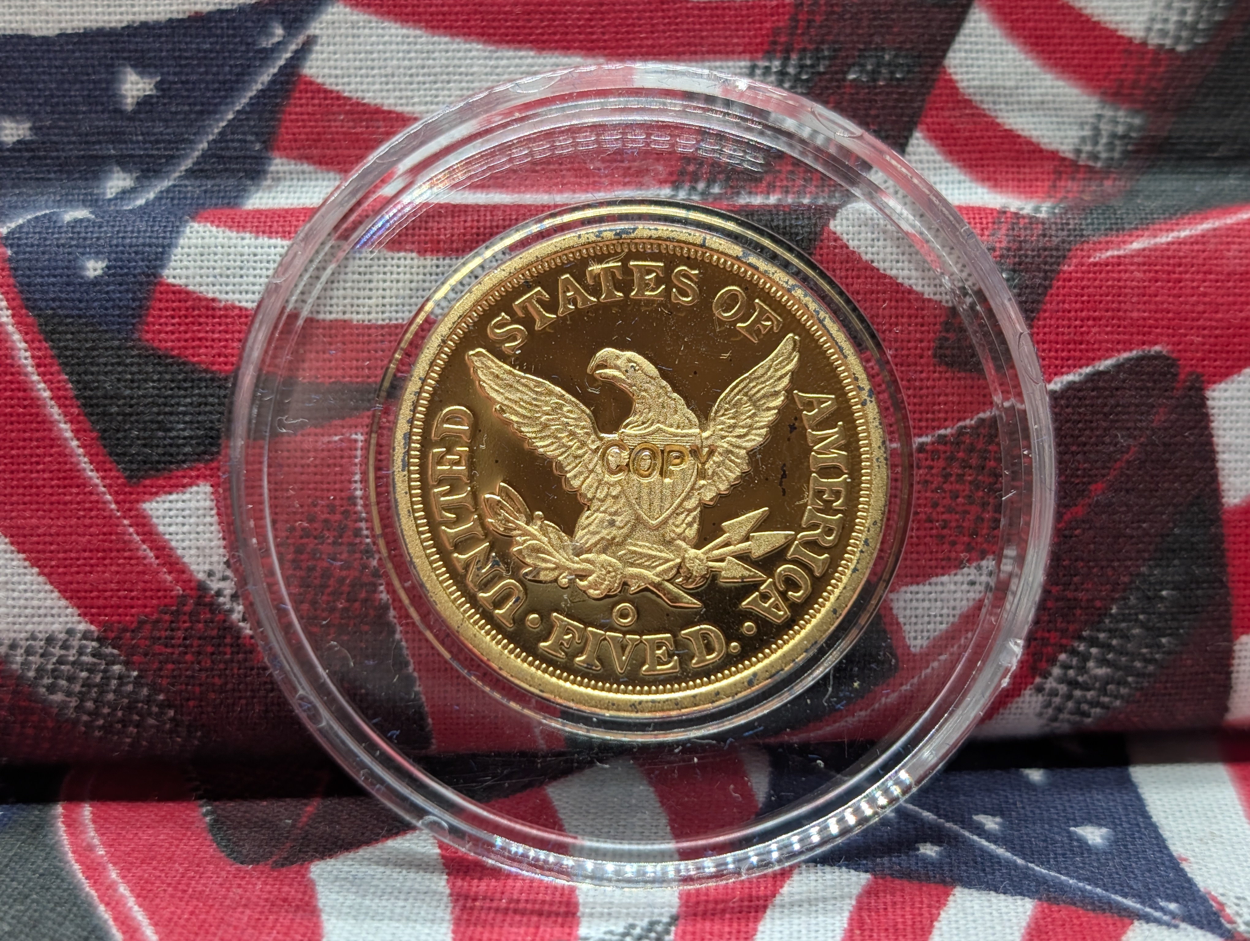(6) Assorted Gold Layered Copy Copper Coins in Case