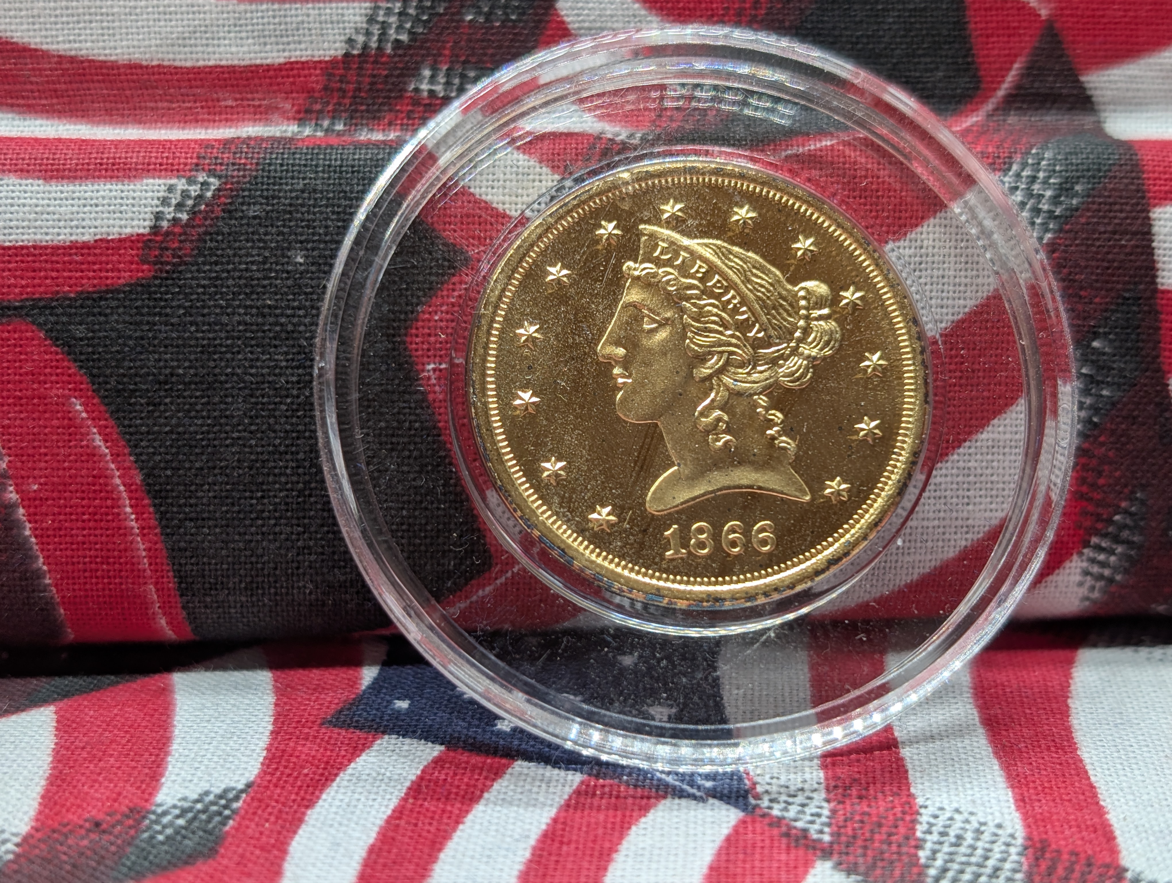 (6) Assorted Gold Layered Copy Copper Coins in Case