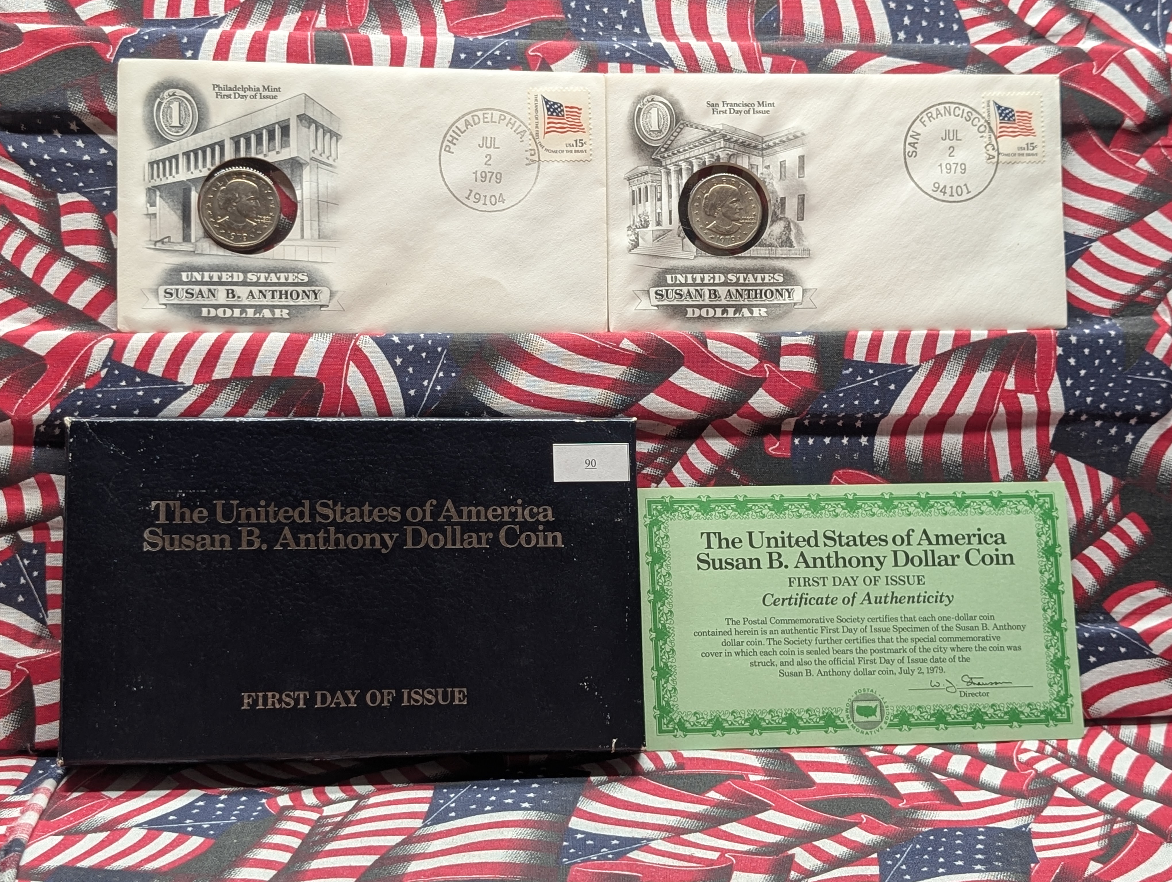 The United States of America 1979-P&S Susan B. Anthony Dollar 2 Coin Set, First Day of Issue with COA
