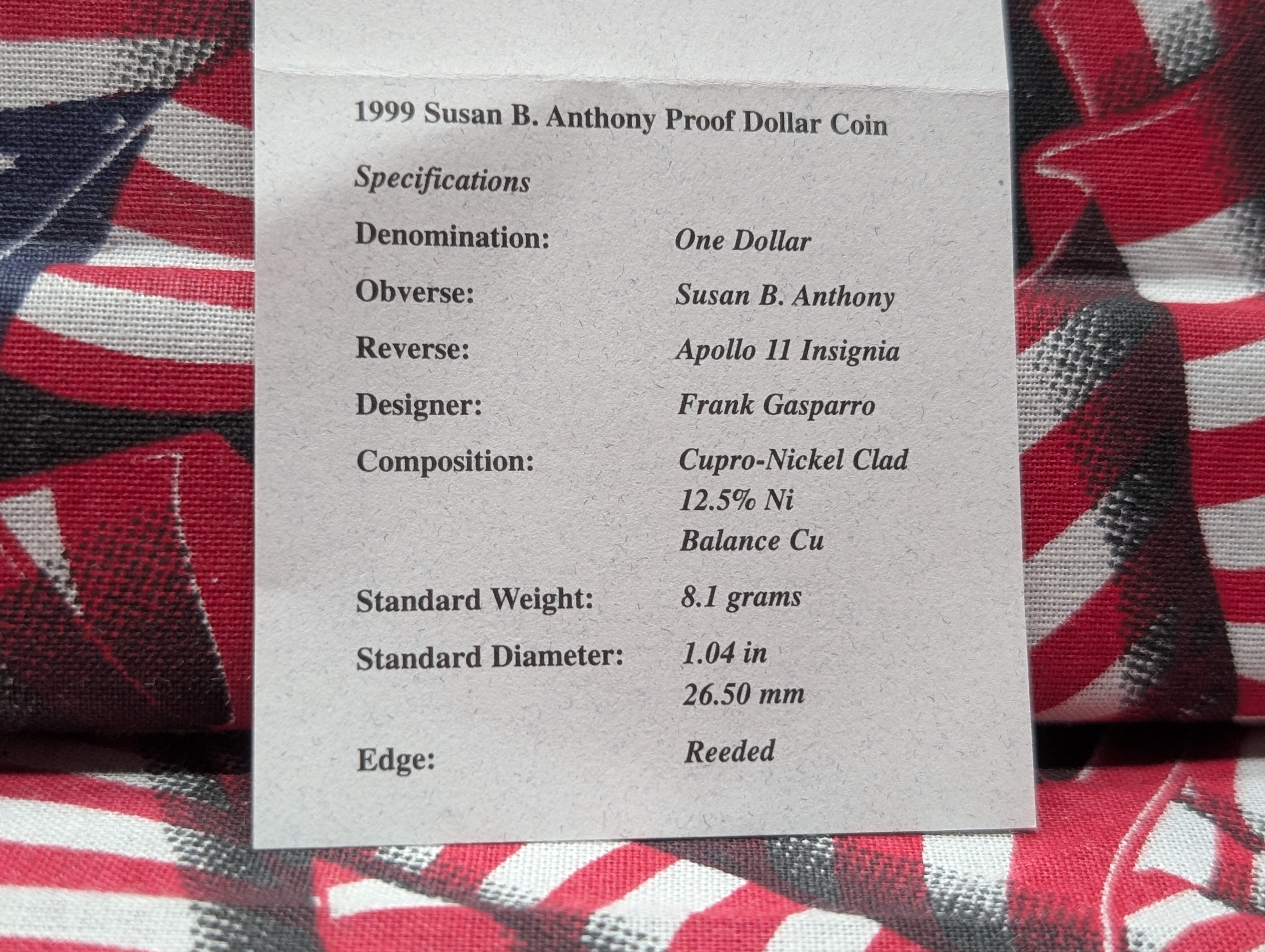 1999-P Susan B. Anthony Proof Dollar Coin OGP