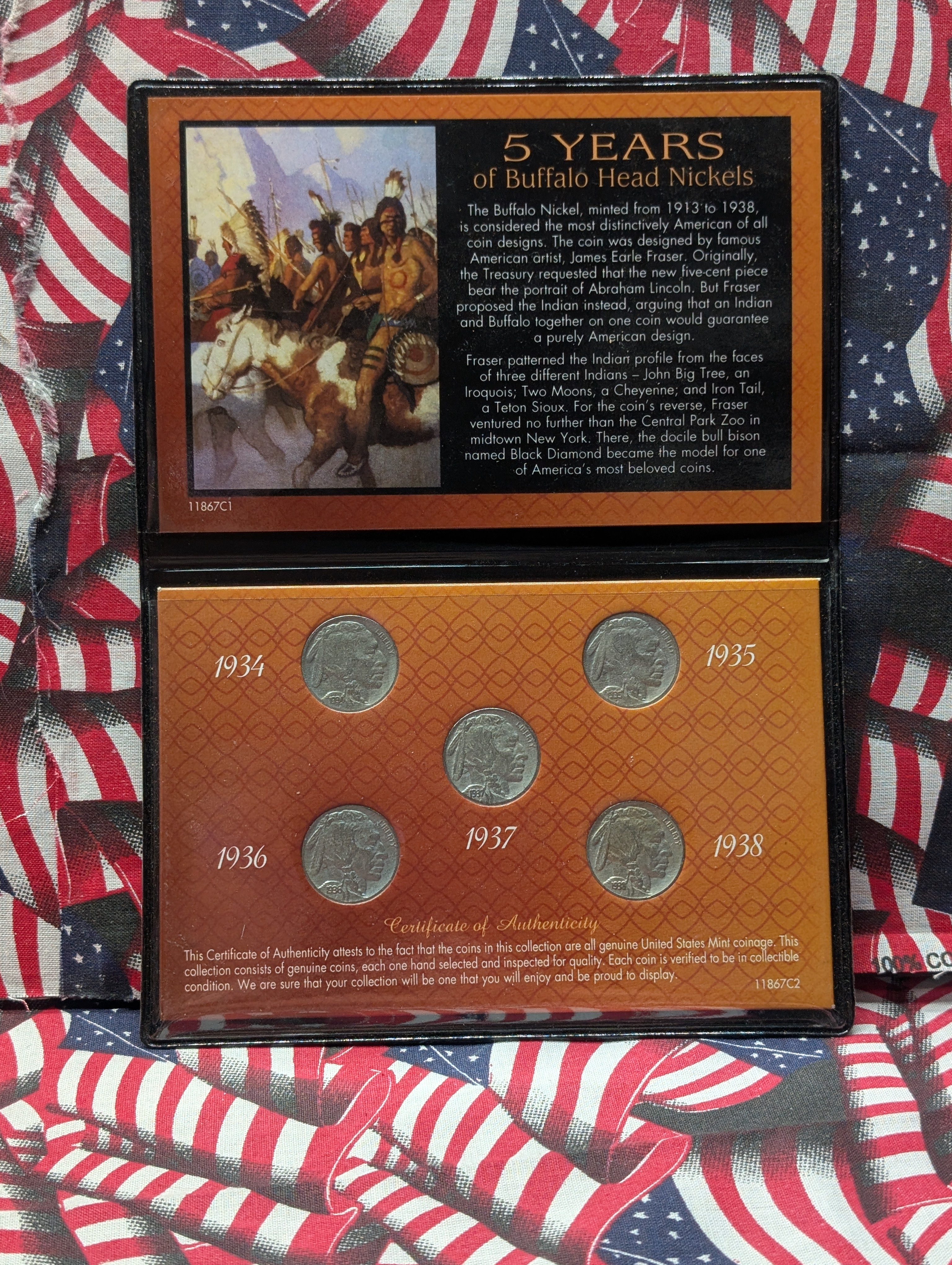 5 Years of Indian Head Buffalo Nickels Set - 1934-1938