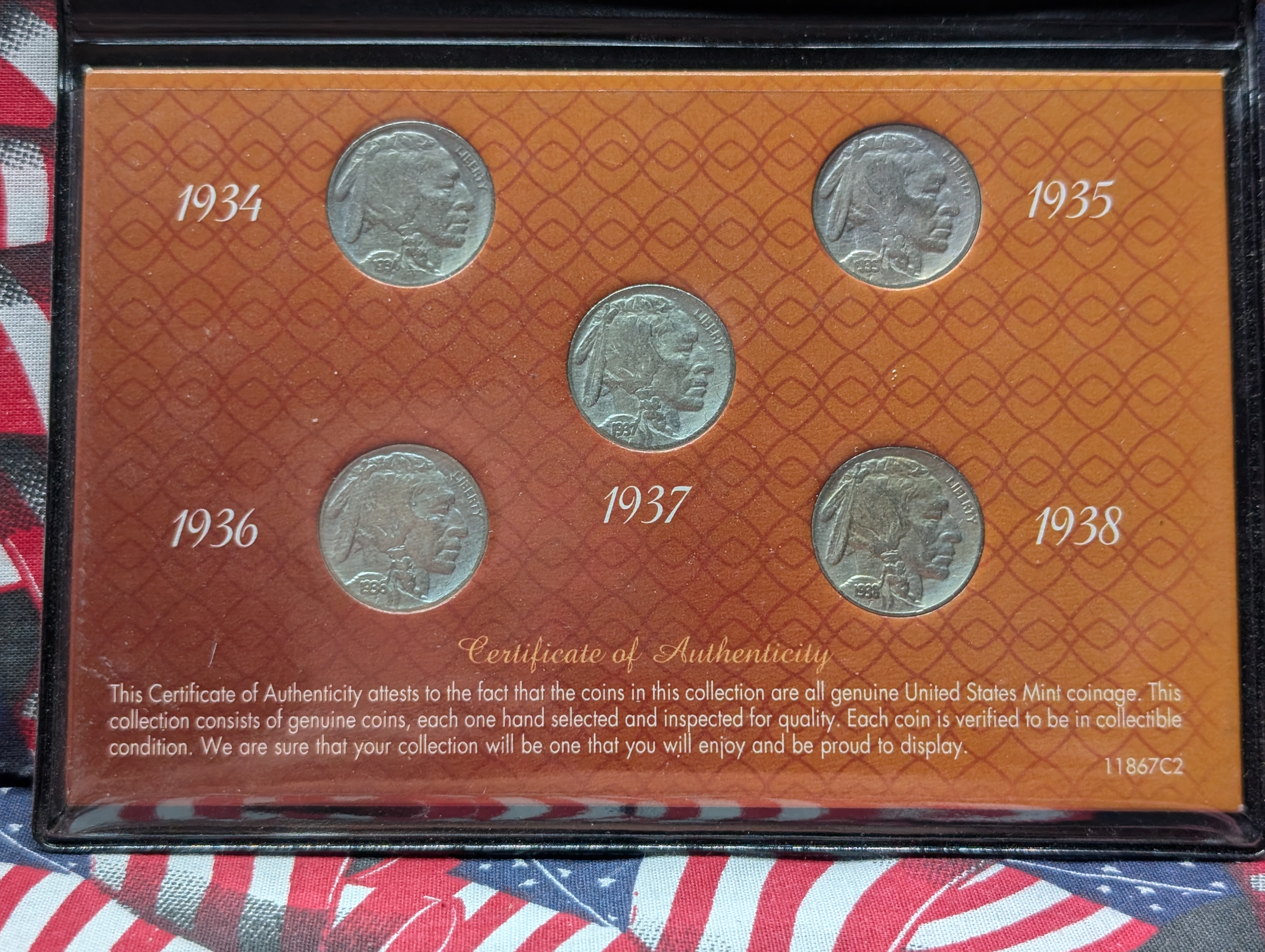 5 Years of Indian Head Buffalo Nickels Set - 1934-1938