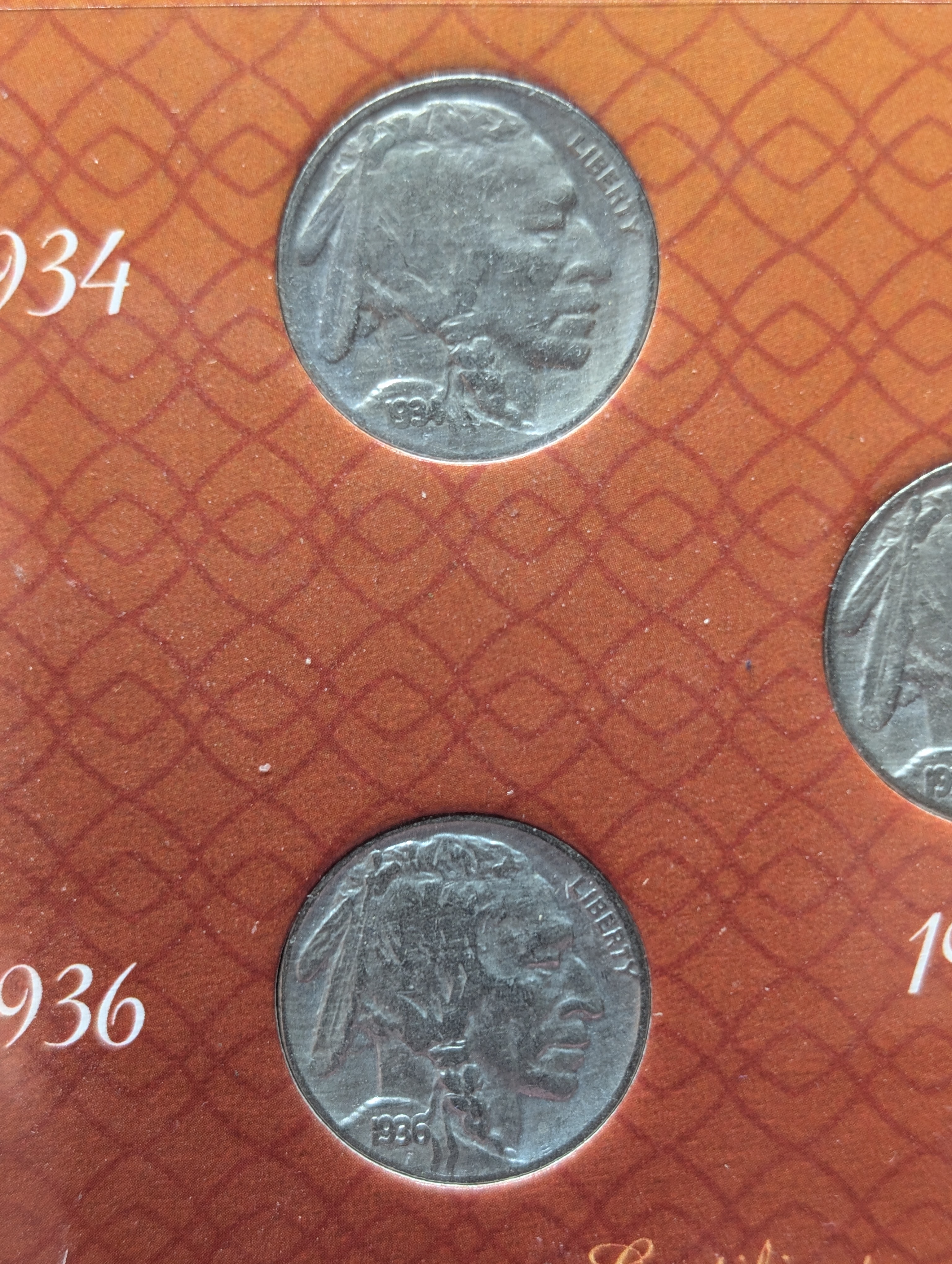 5 Years of Indian Head Buffalo Nickels Set - 1934-1938