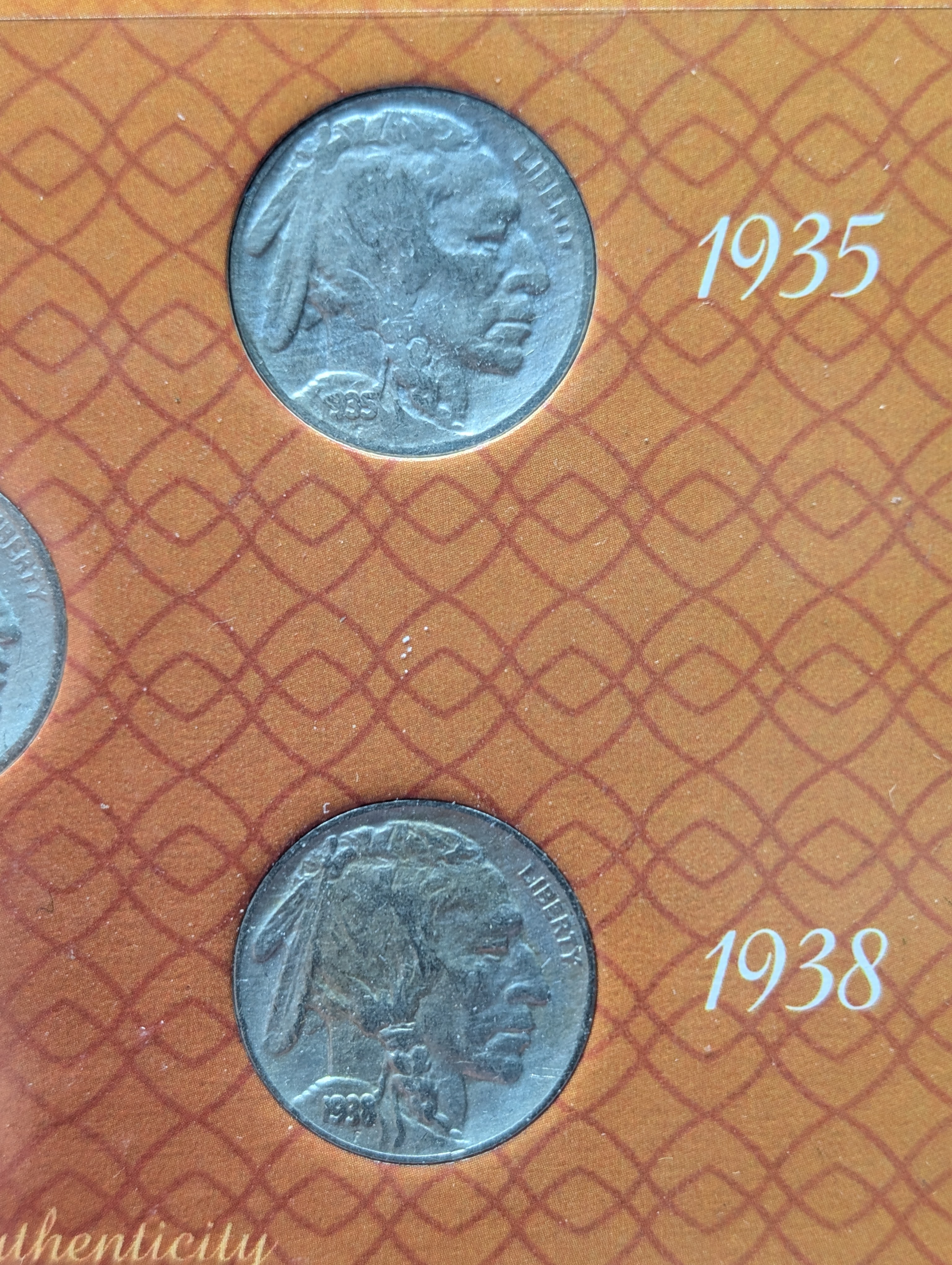5 Years of Indian Head Buffalo Nickels Set - 1934-1938