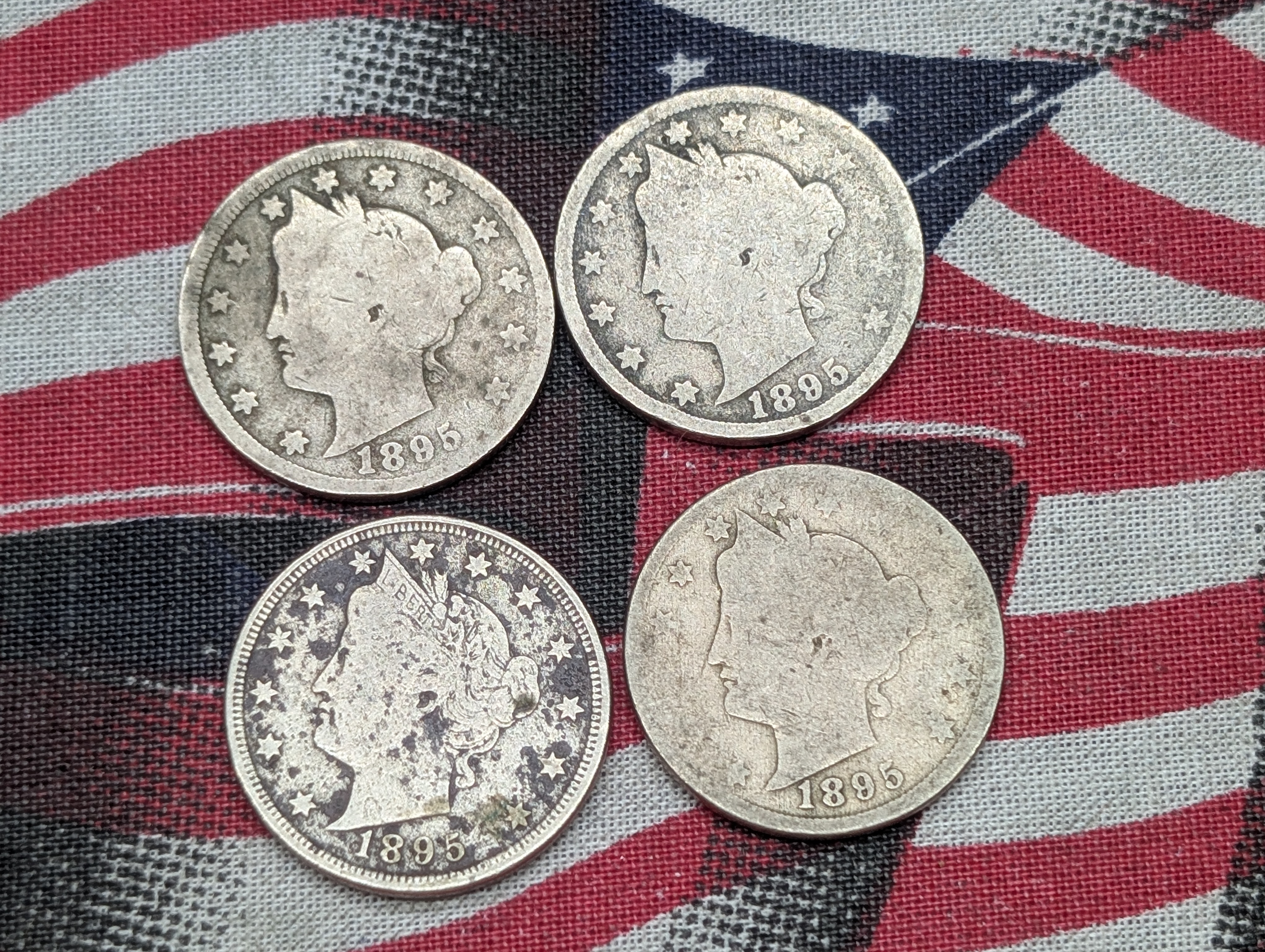 (4) 1895 Liberty Head V Nickels - Better Dates