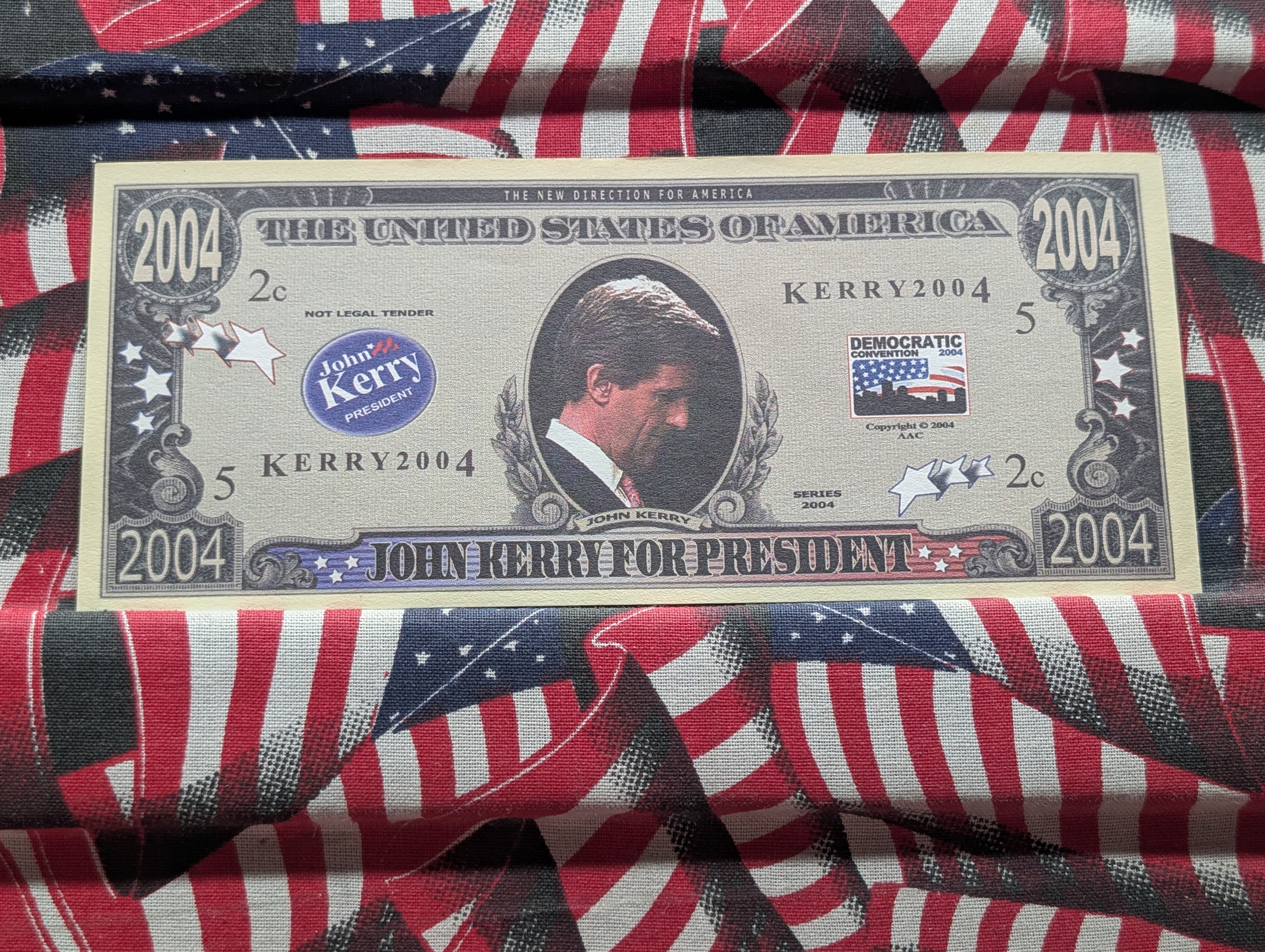 2004 John Kerry For President Colorized Novelty Note