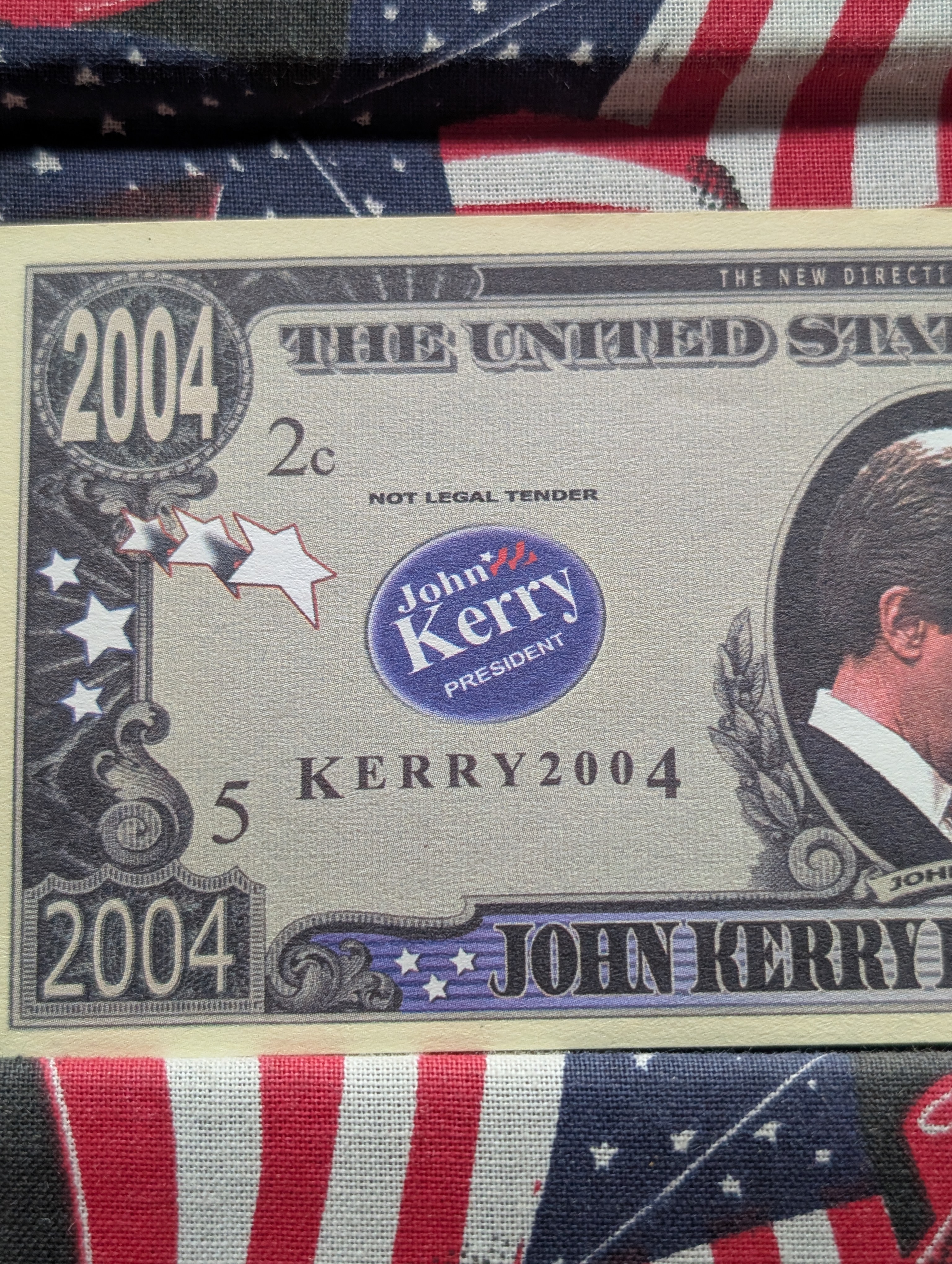 2004 John Kerry For President Colorized Novelty Note