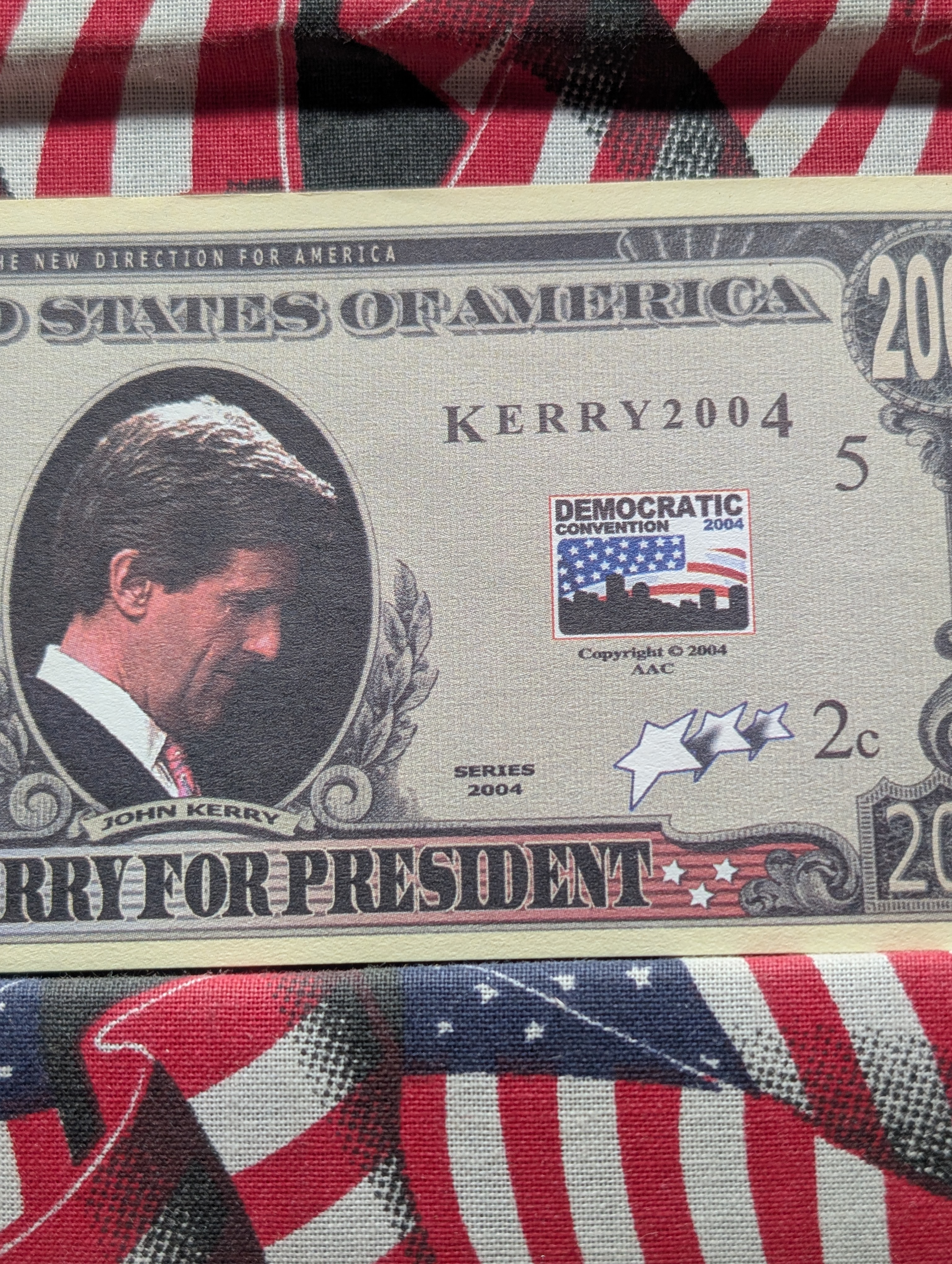 2004 John Kerry For President Colorized Novelty Note