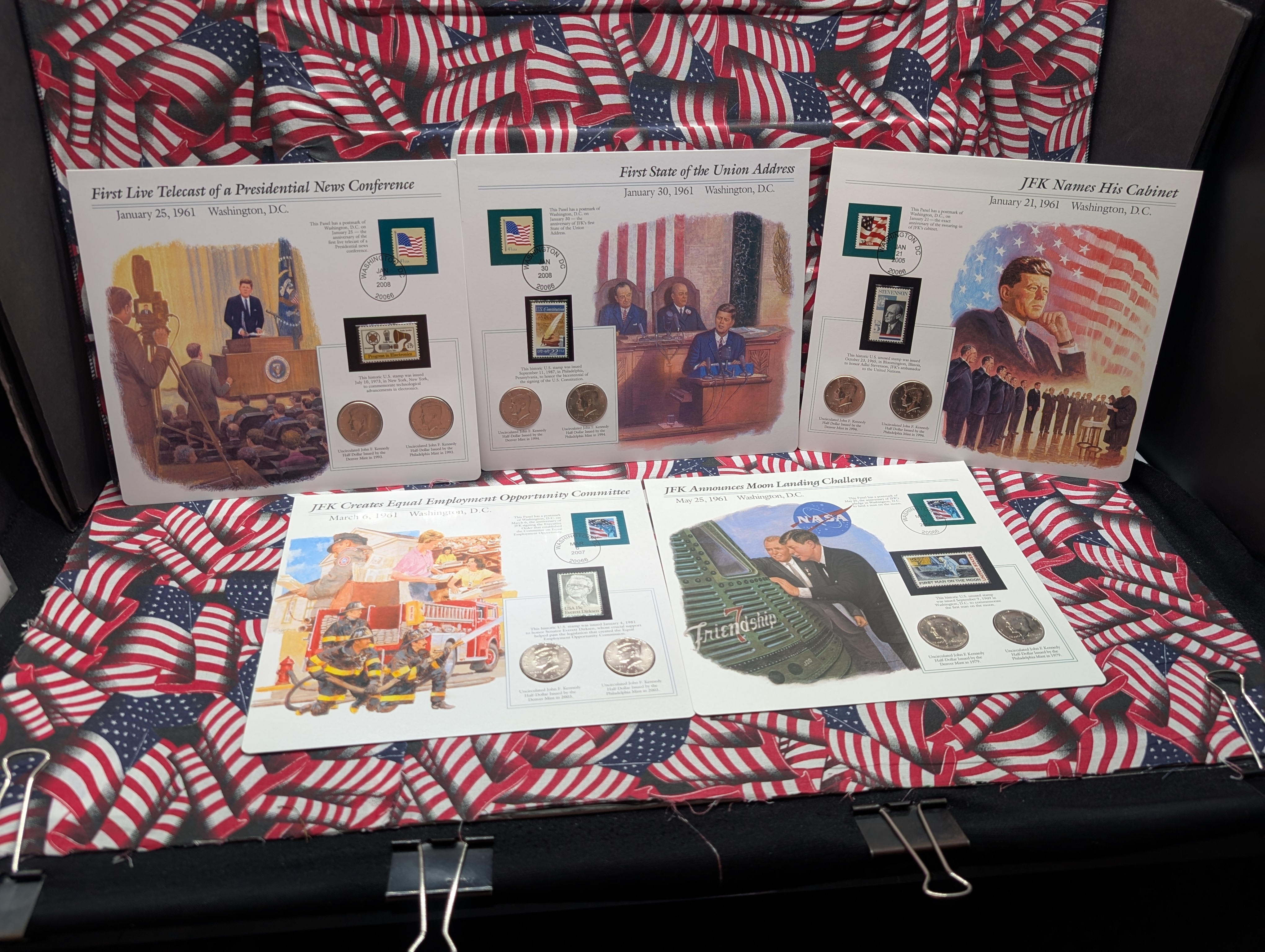 (5) P&D Lot Kennedy Half Dollars In Info Sheets, 1979, 1993, 1994, 1996, 2003 All P&D