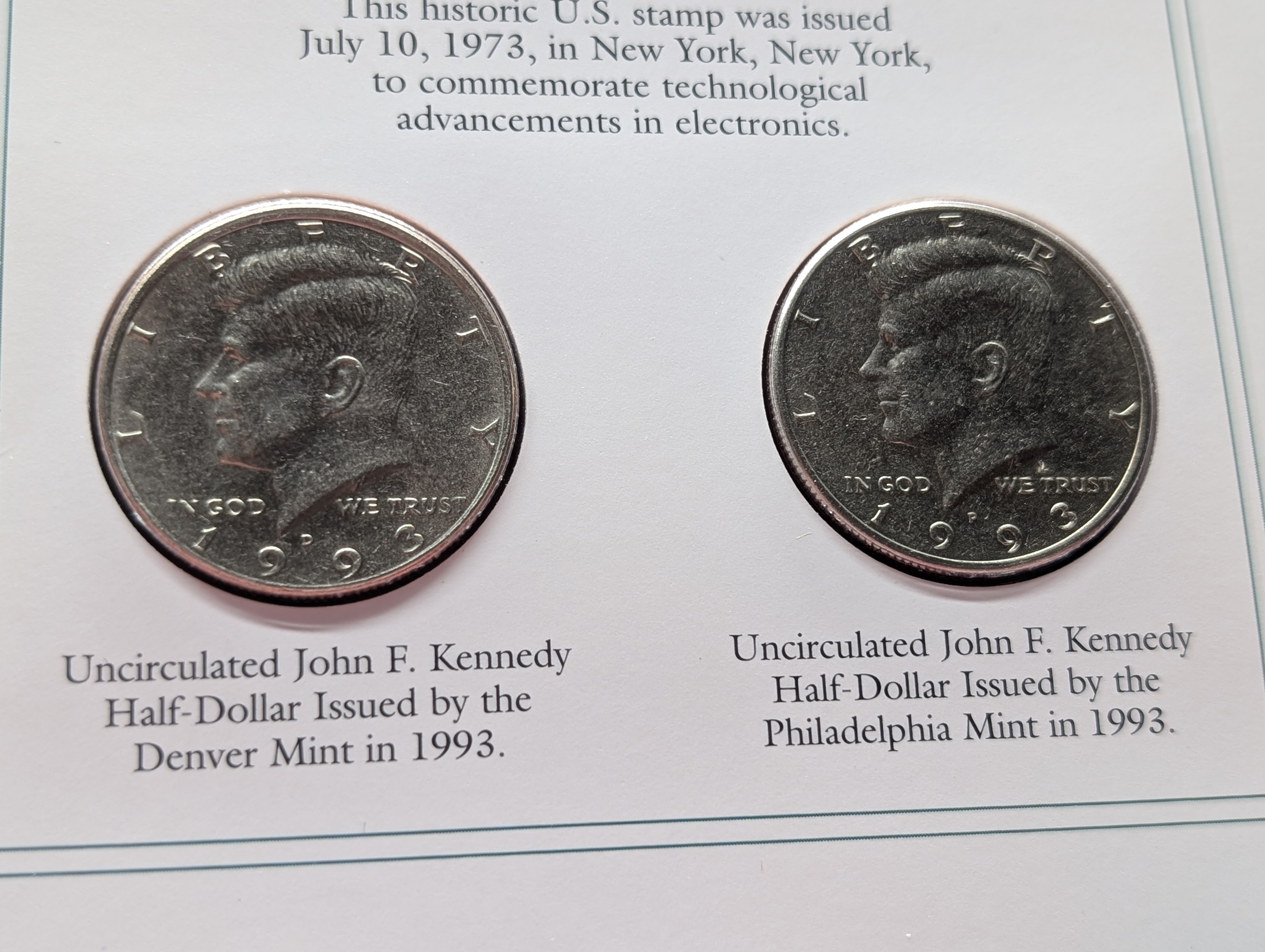 (5) P&D Lot Kennedy Half Dollars In Info Sheets, 1979, 1993, 1994, 1996, 2003 All P&D