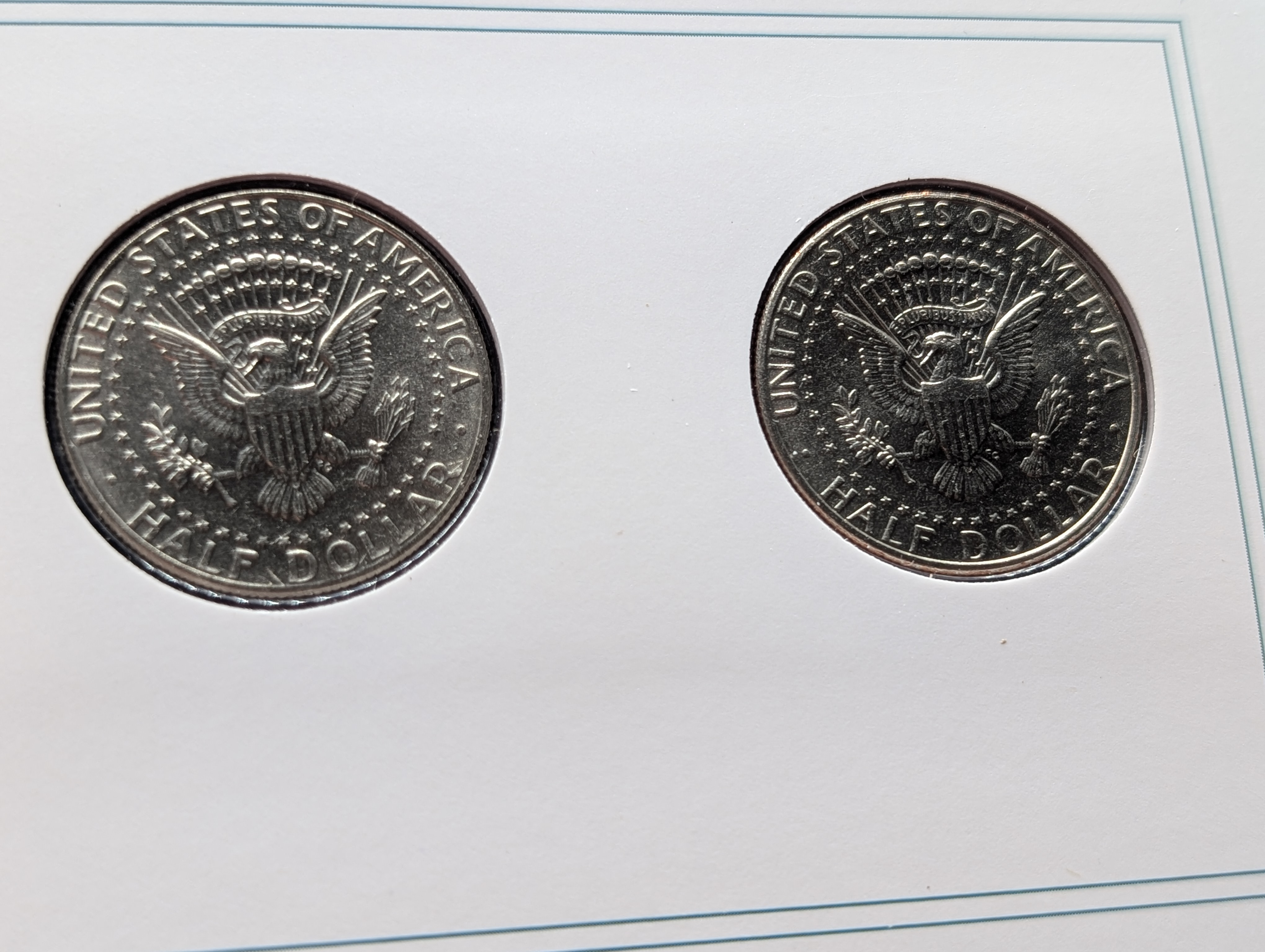 (5) P&D Lot Kennedy Half Dollars In Info Sheets, 1979, 1993, 1994, 1996, 2003 All P&D
