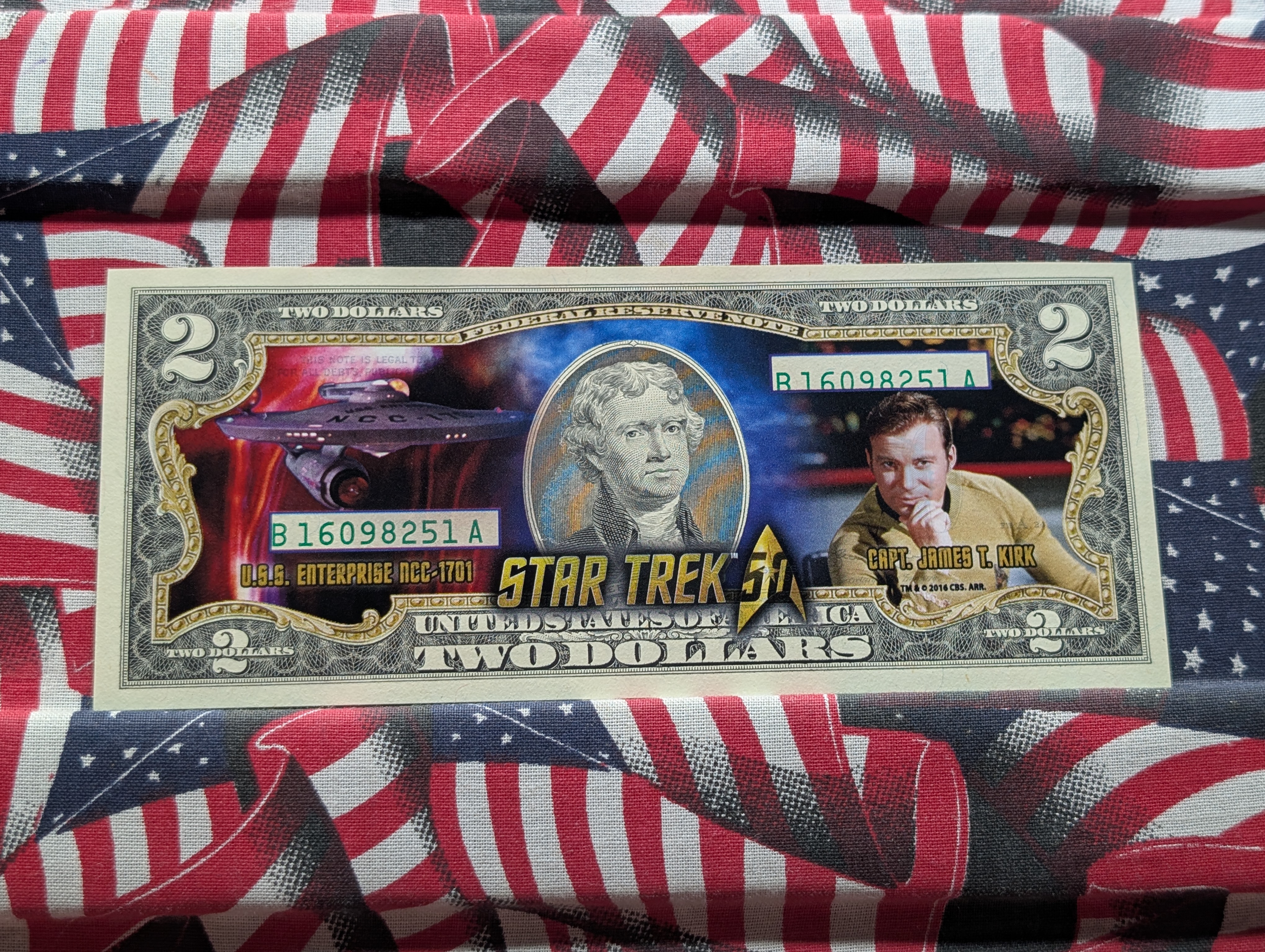 Star Trek 50th Anniversary 1966-2016 Colorized $2 Bill