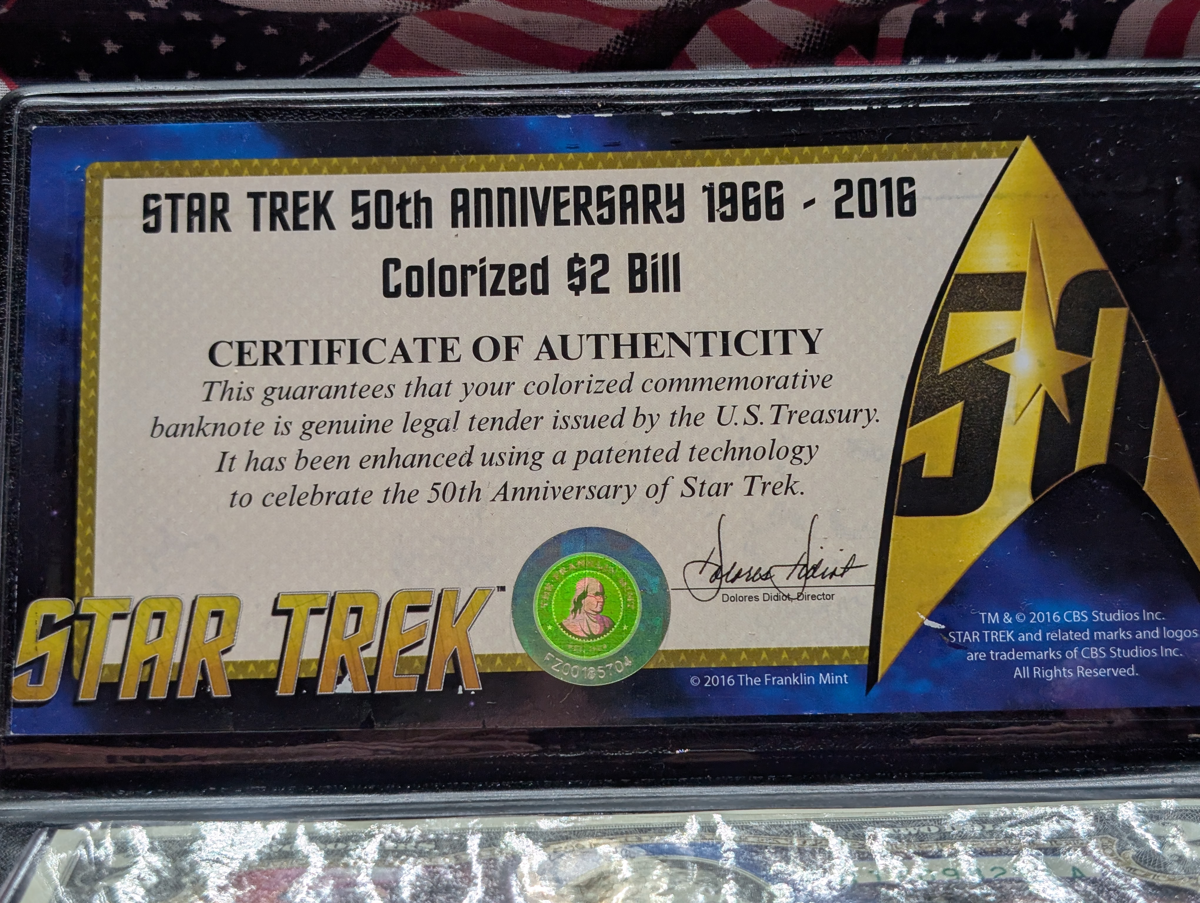 Star Trek 50th Anniversary 1966-2016 Colorized $2 Bill