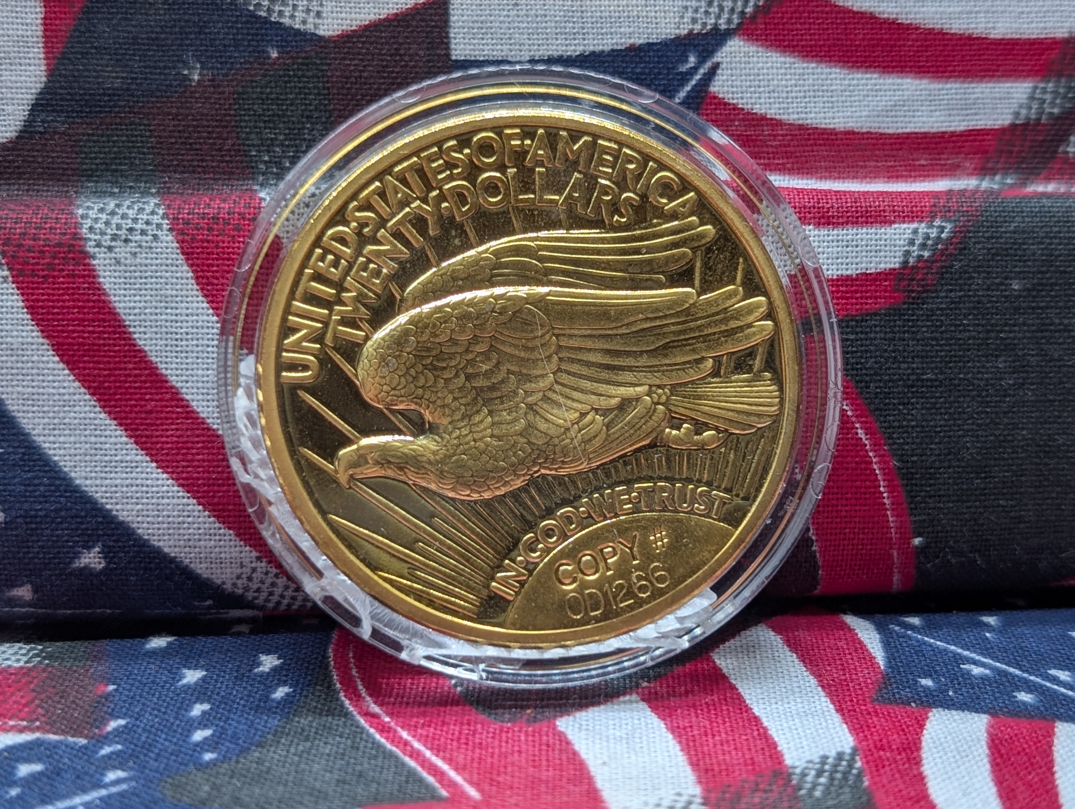 (5) Assorted Coins & Tokens - Including 24kt Gold Plated Eagle & Coin in Bezel