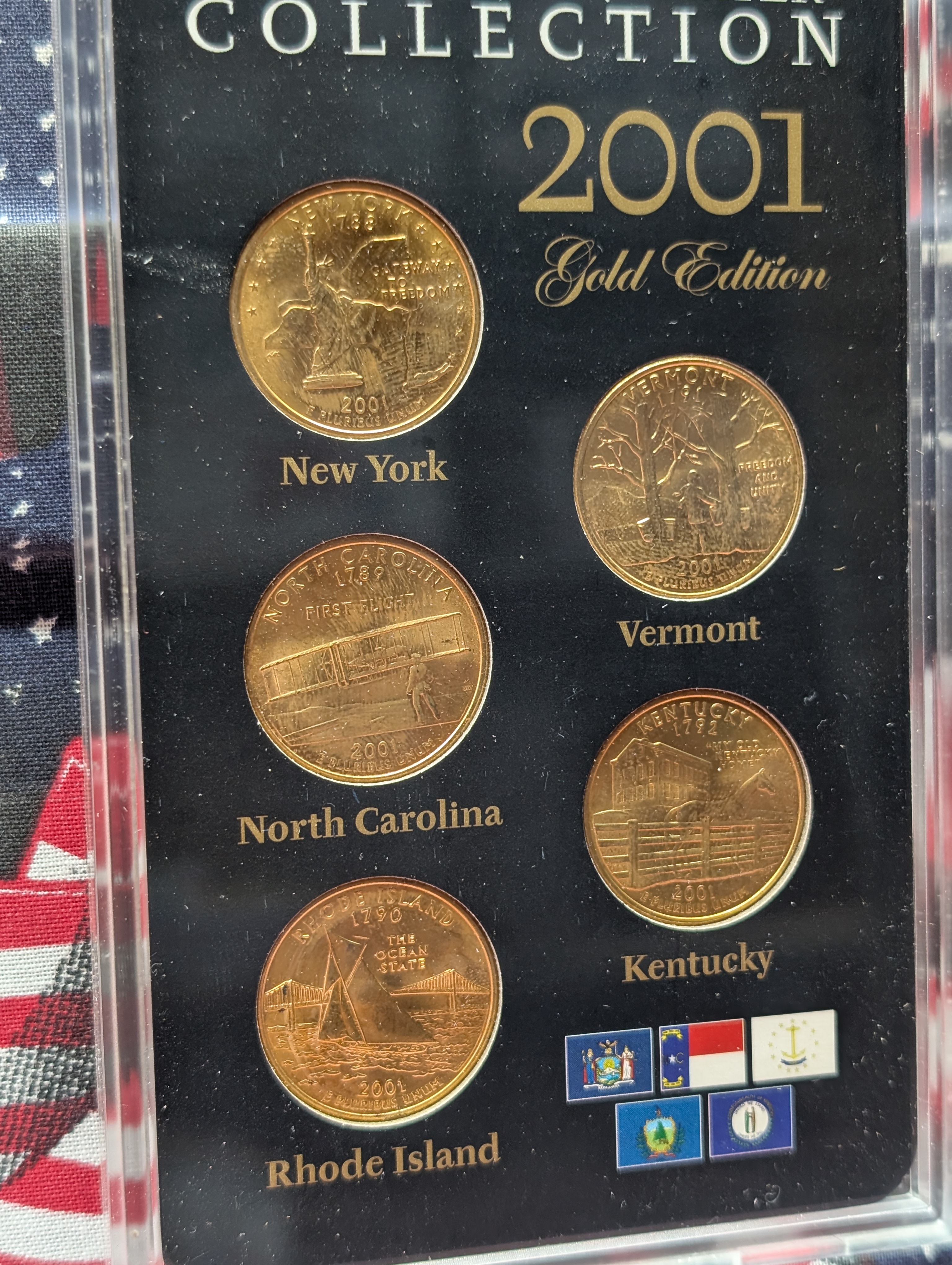 2001-P Statehood Quarter Gold Edition Collection Set & 2007-D Thomas Jefferson Presidential Dollar NGC Brilliant Uncirculated