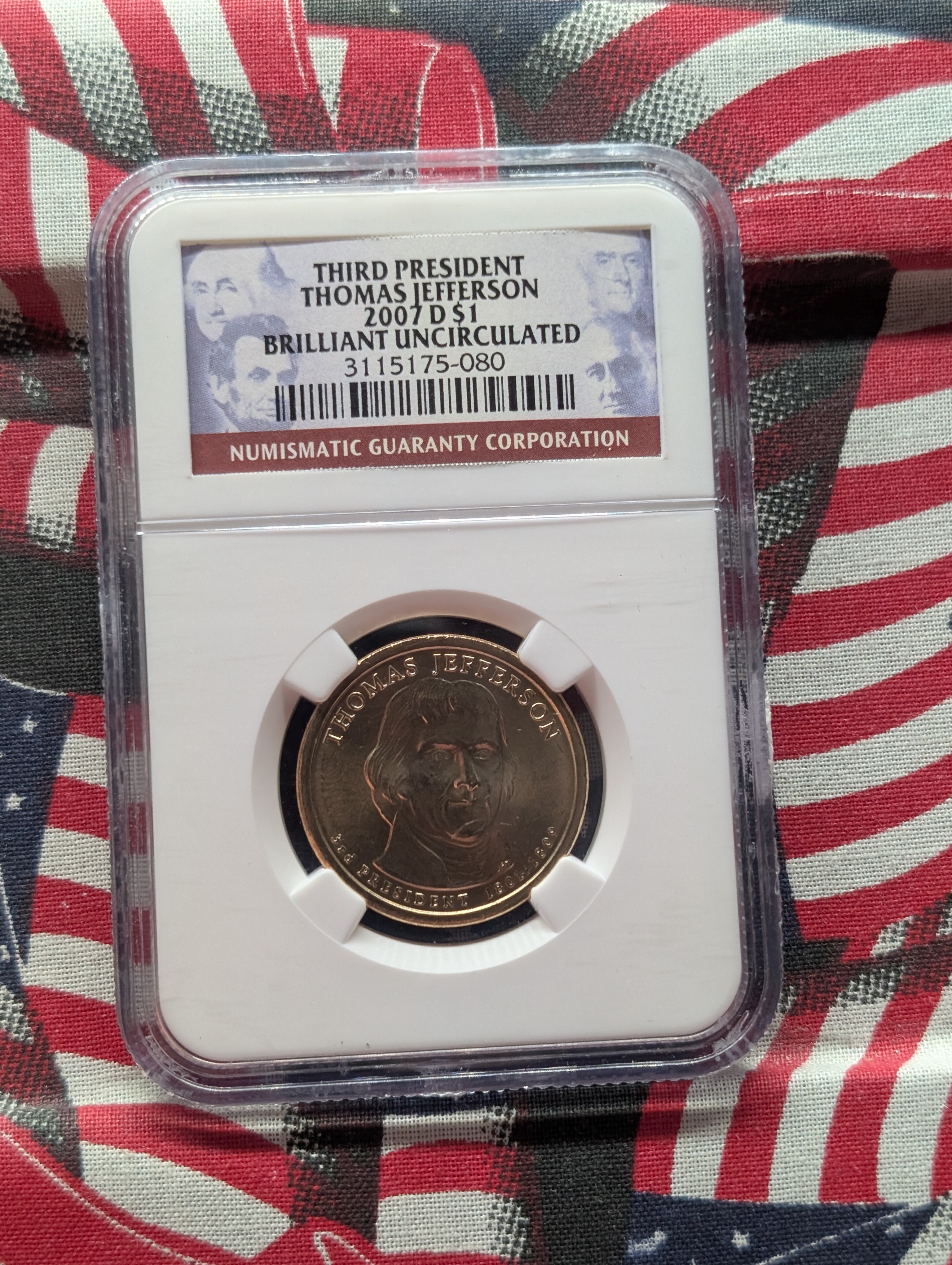 2001-P Statehood Quarter Gold Edition Collection Set & 2007-D Thomas Jefferson Presidential Dollar NGC Brilliant Uncirculated