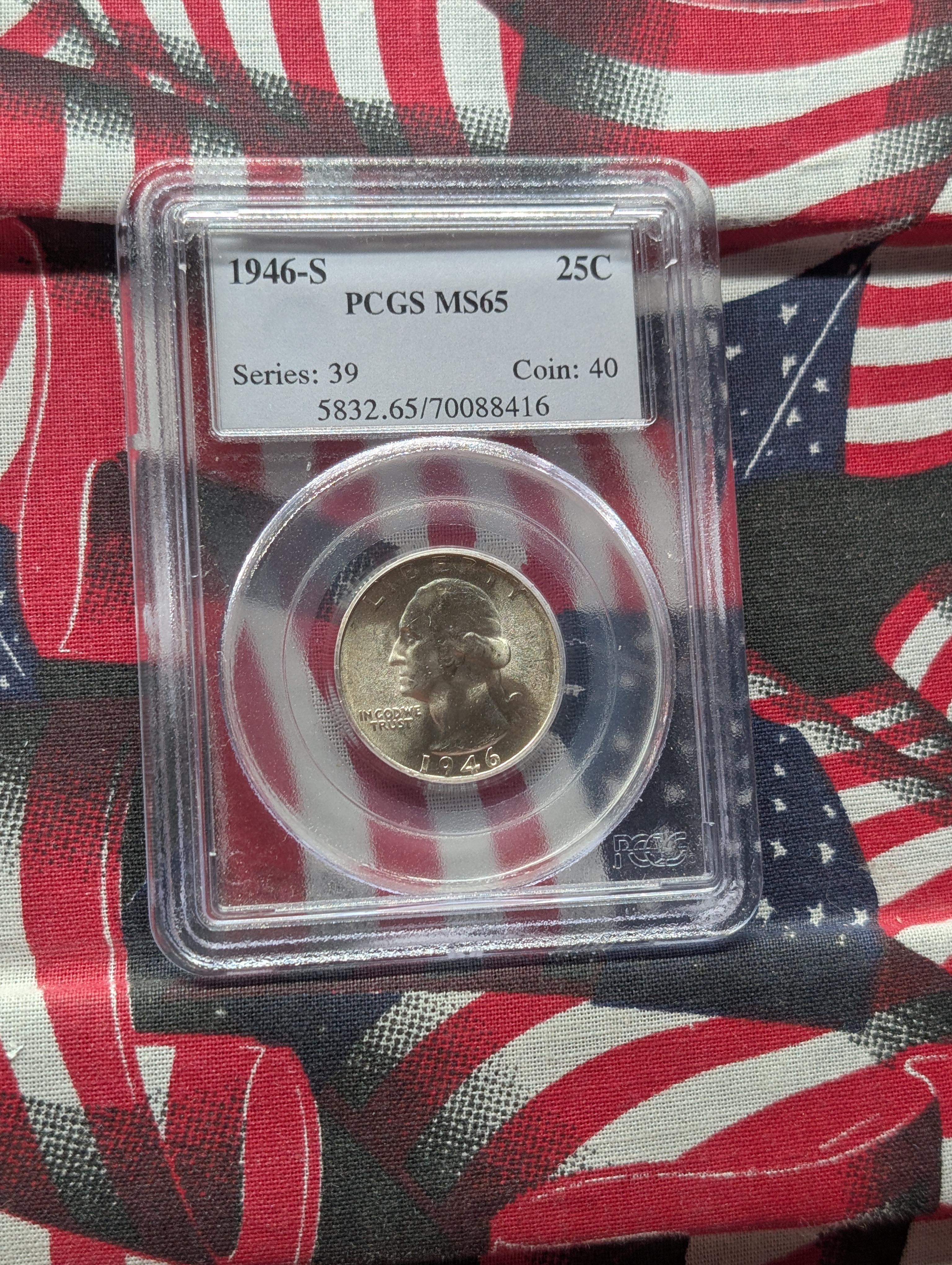 1946-S Washington 90% Silver Quarter PCGS MS65