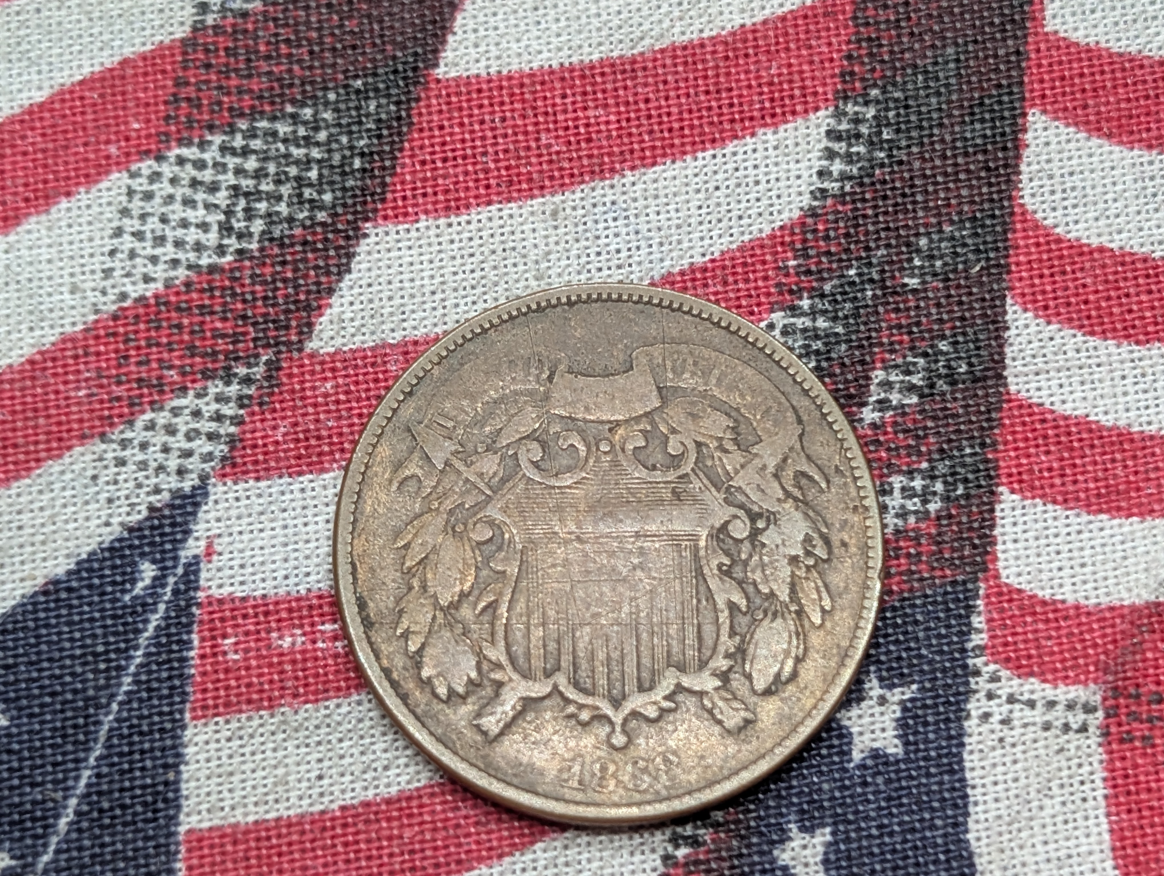 1868 Shield 2 Cent Piece