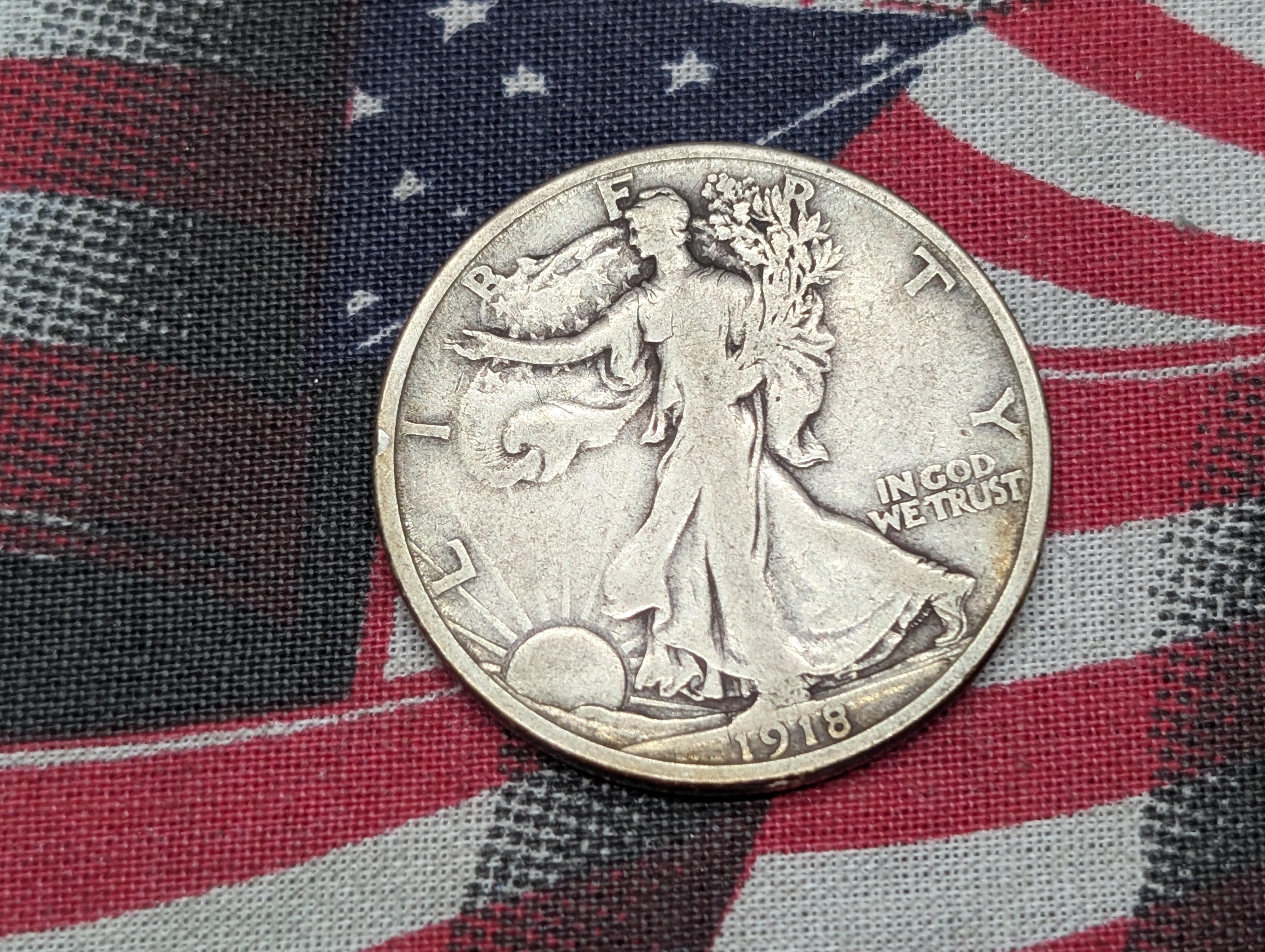1918-S Walking Liberty 90% Silver Half Dollar