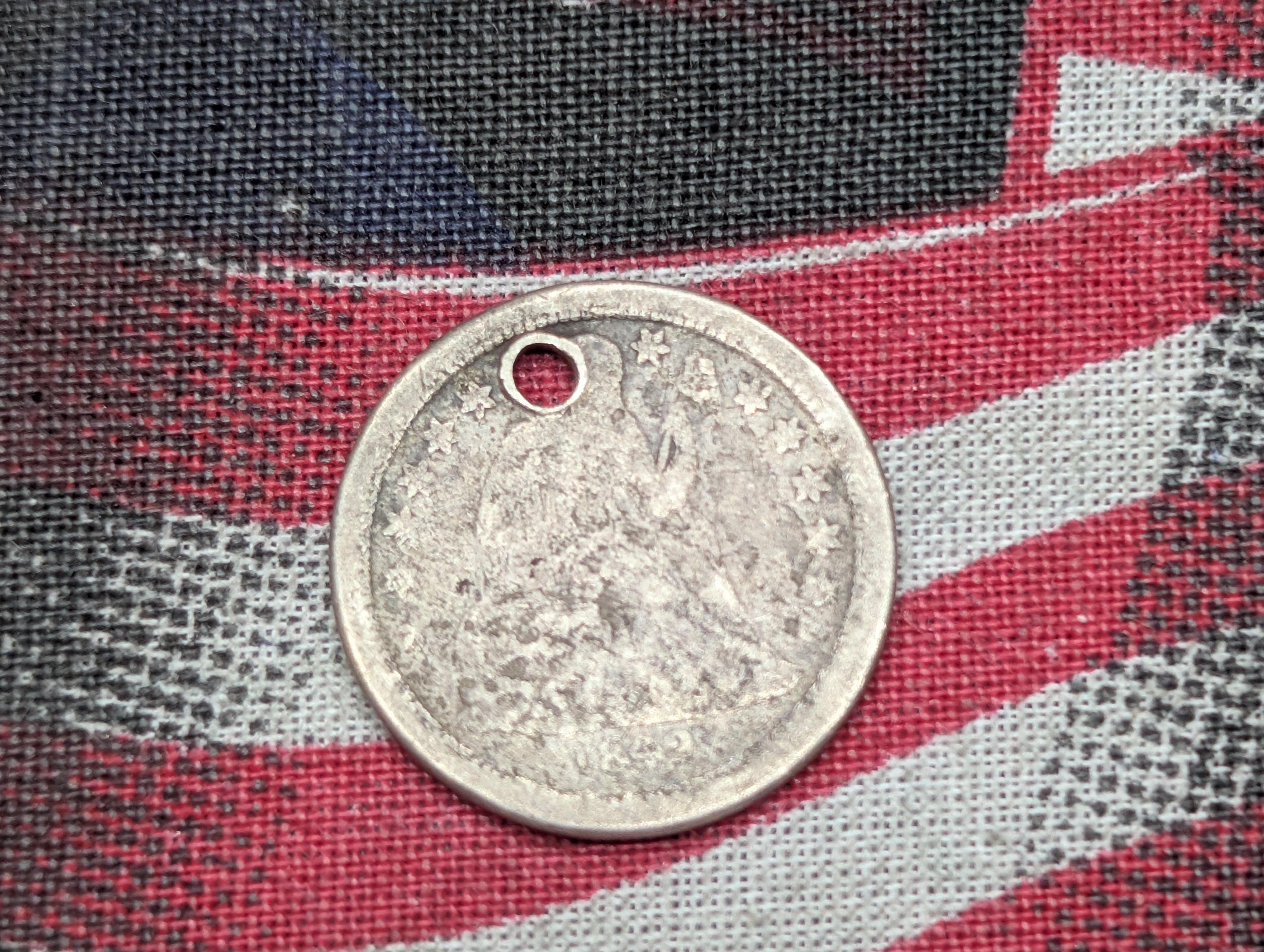 1842-O Seated Liberty 90% Silver Dime - Holed