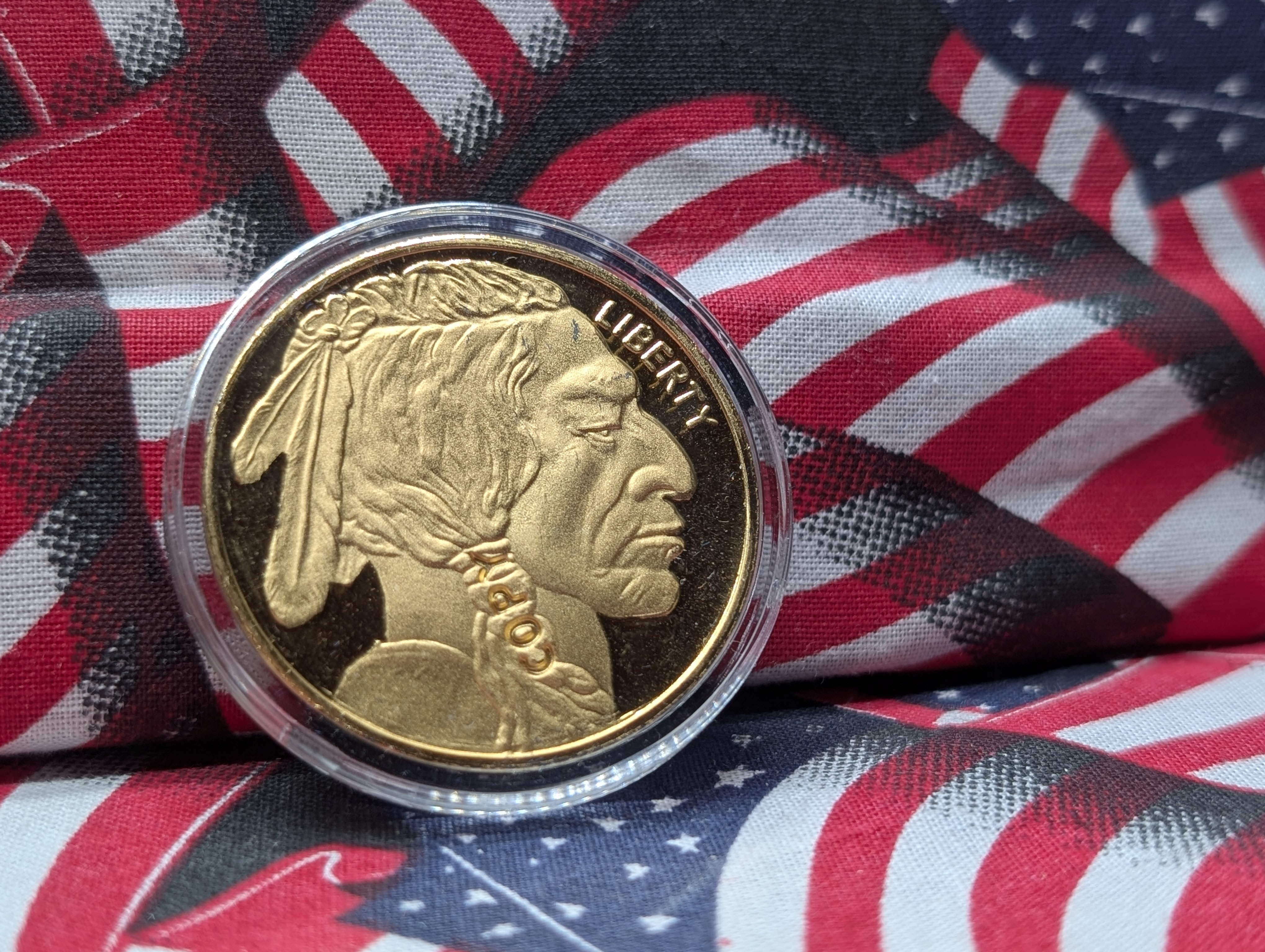 Sterling Miniature United States Currency, Gold Plated Copper Buffalo Coin - Plus 3 Other Coins/Medals