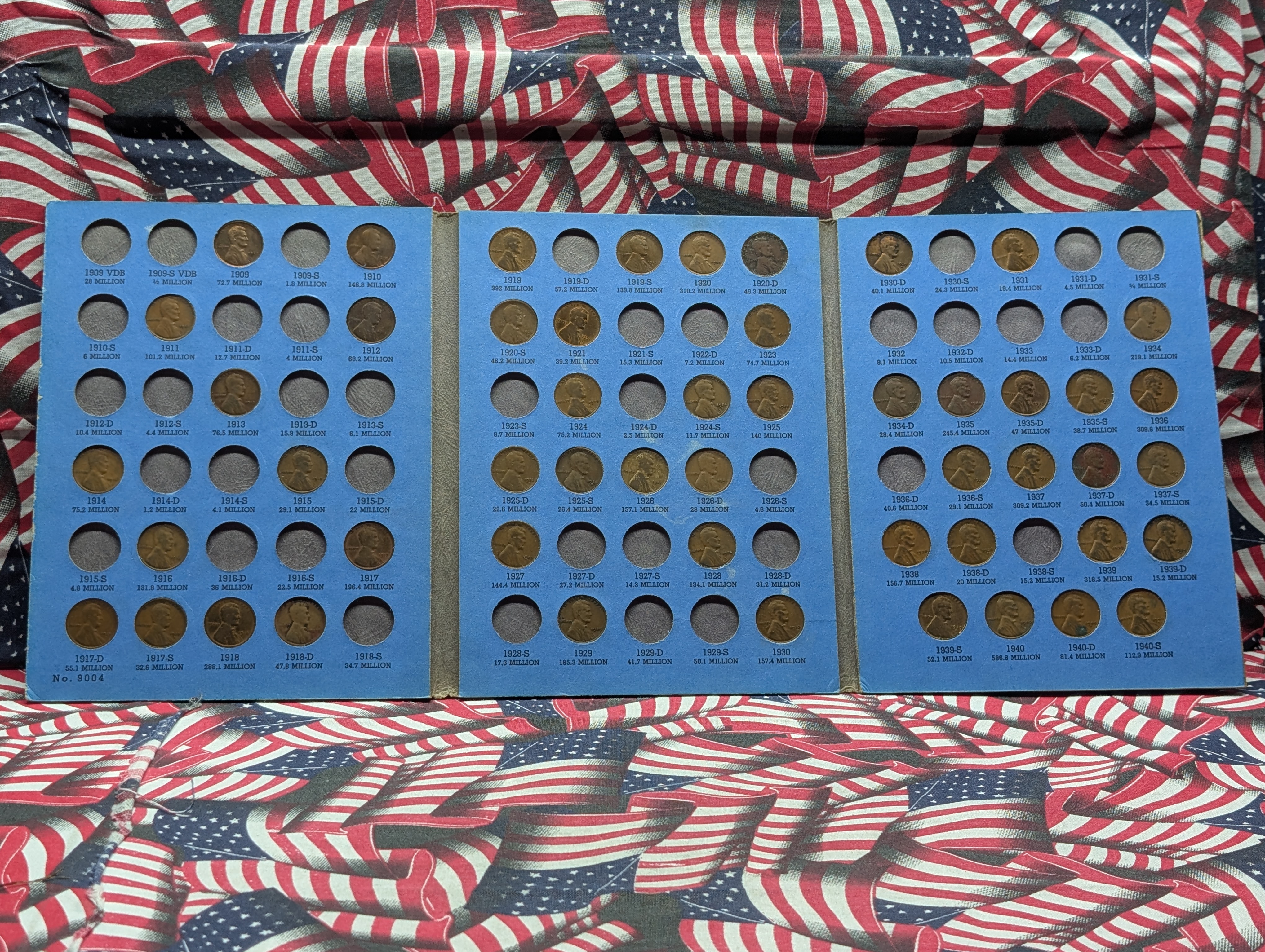 Partial Lincoln Head Wheat Cent Book Collection 1909-1940, 51 Coins