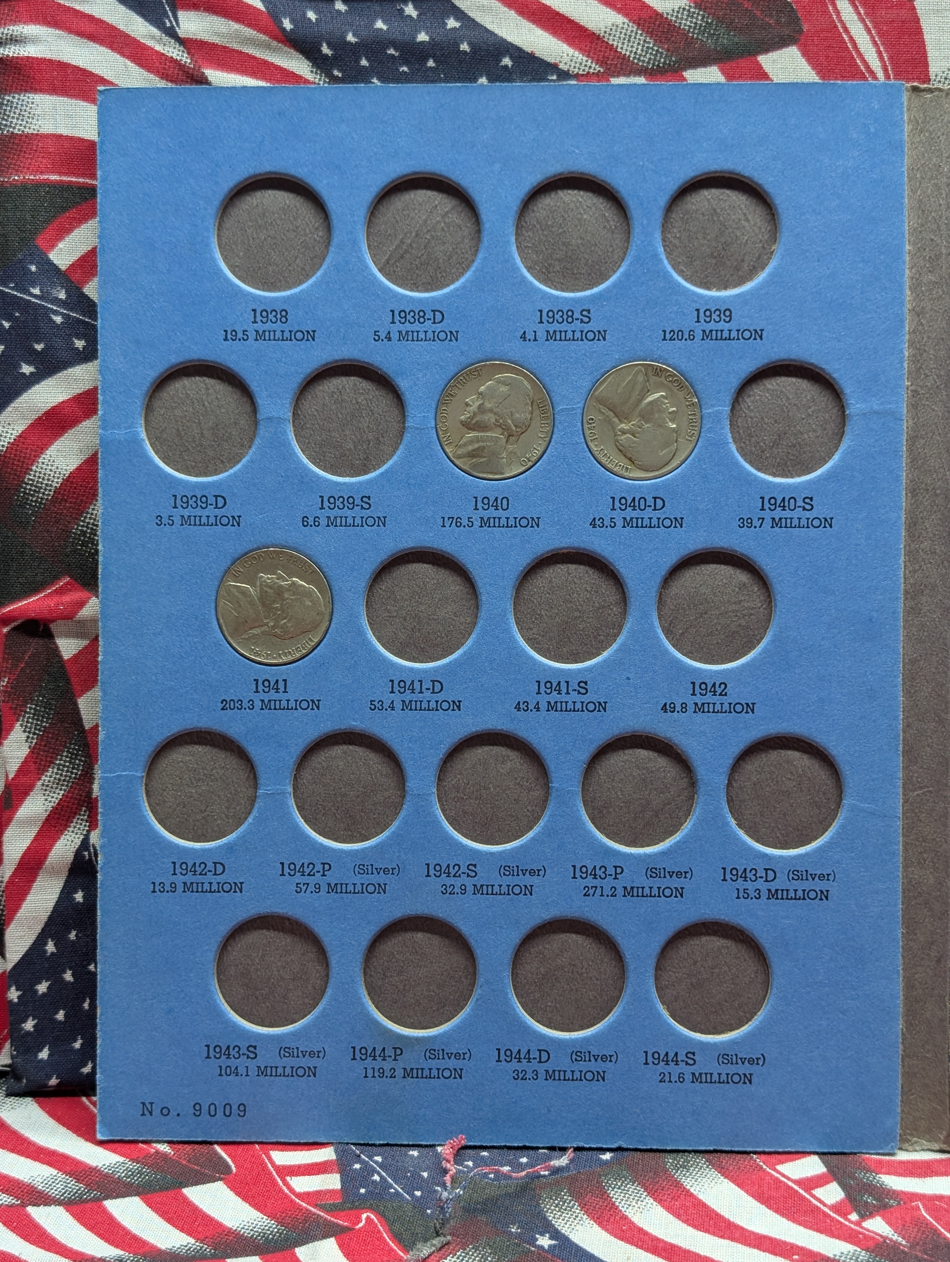 Partial Jefferson Nickel Collection 1938-1961 Book, 18 Coins