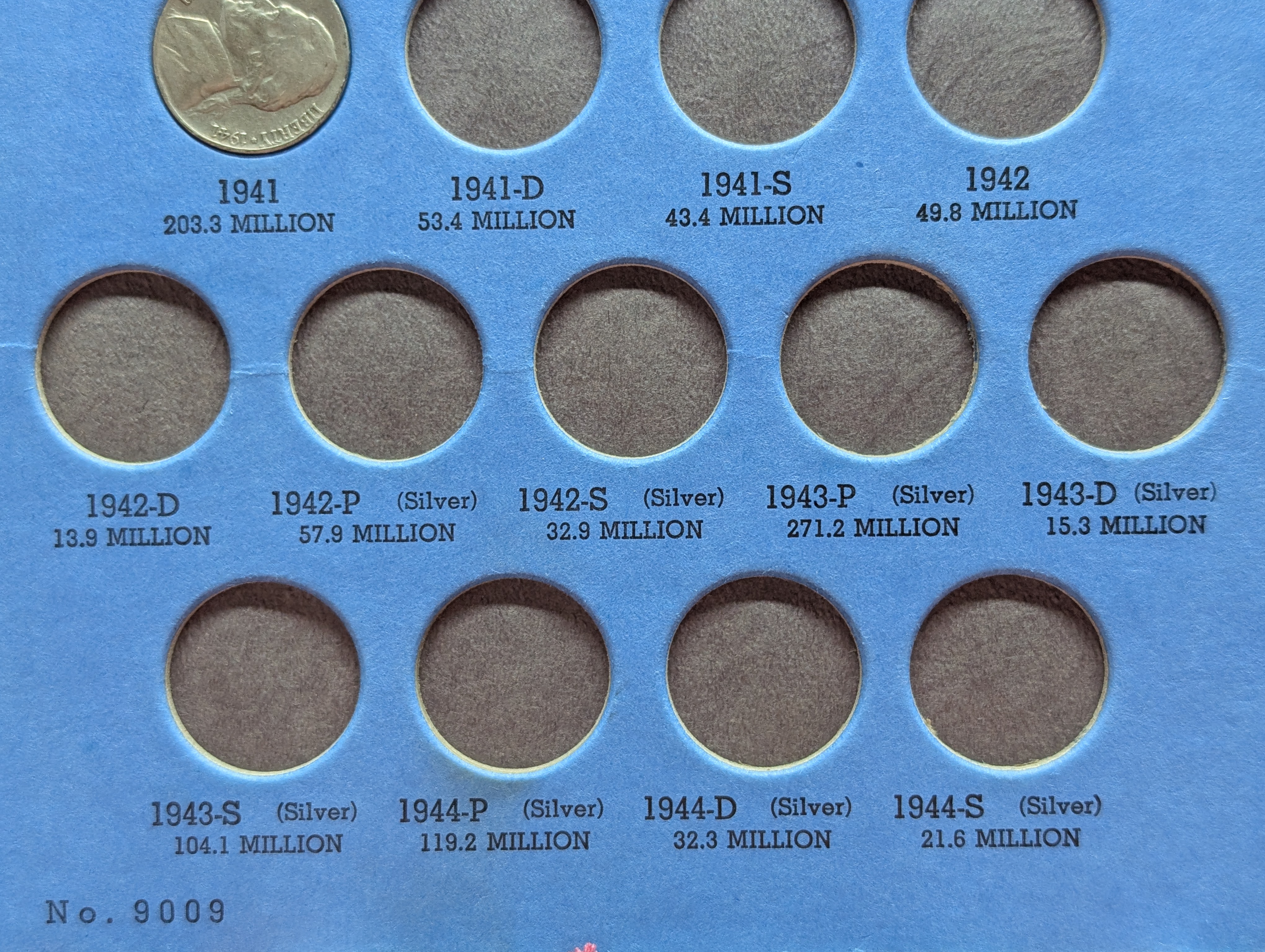 Partial Jefferson Nickel Collection 1938-1961 Book, 18 Coins