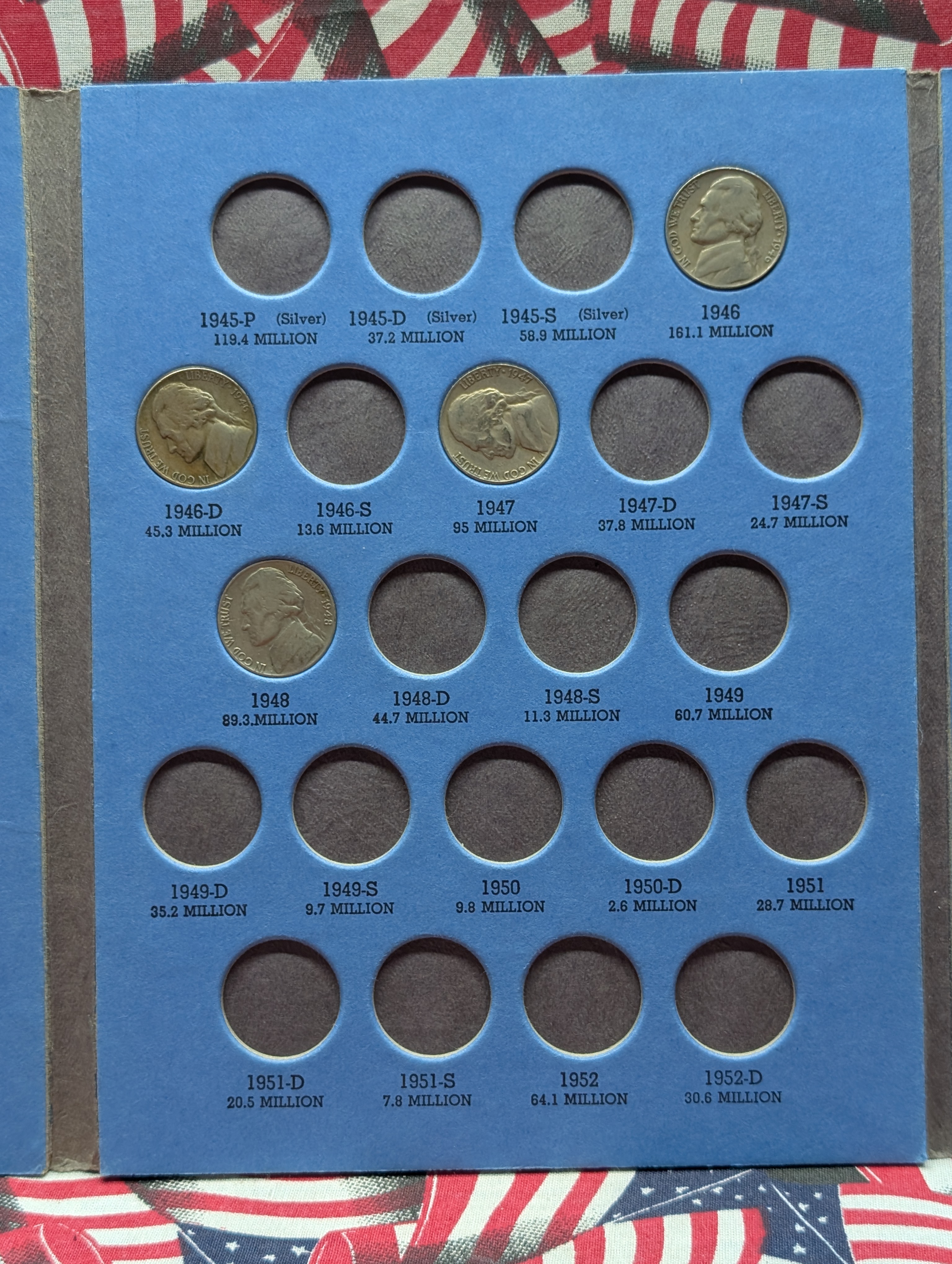 Partial Jefferson Nickel Collection 1938-1961 Book, 18 Coins