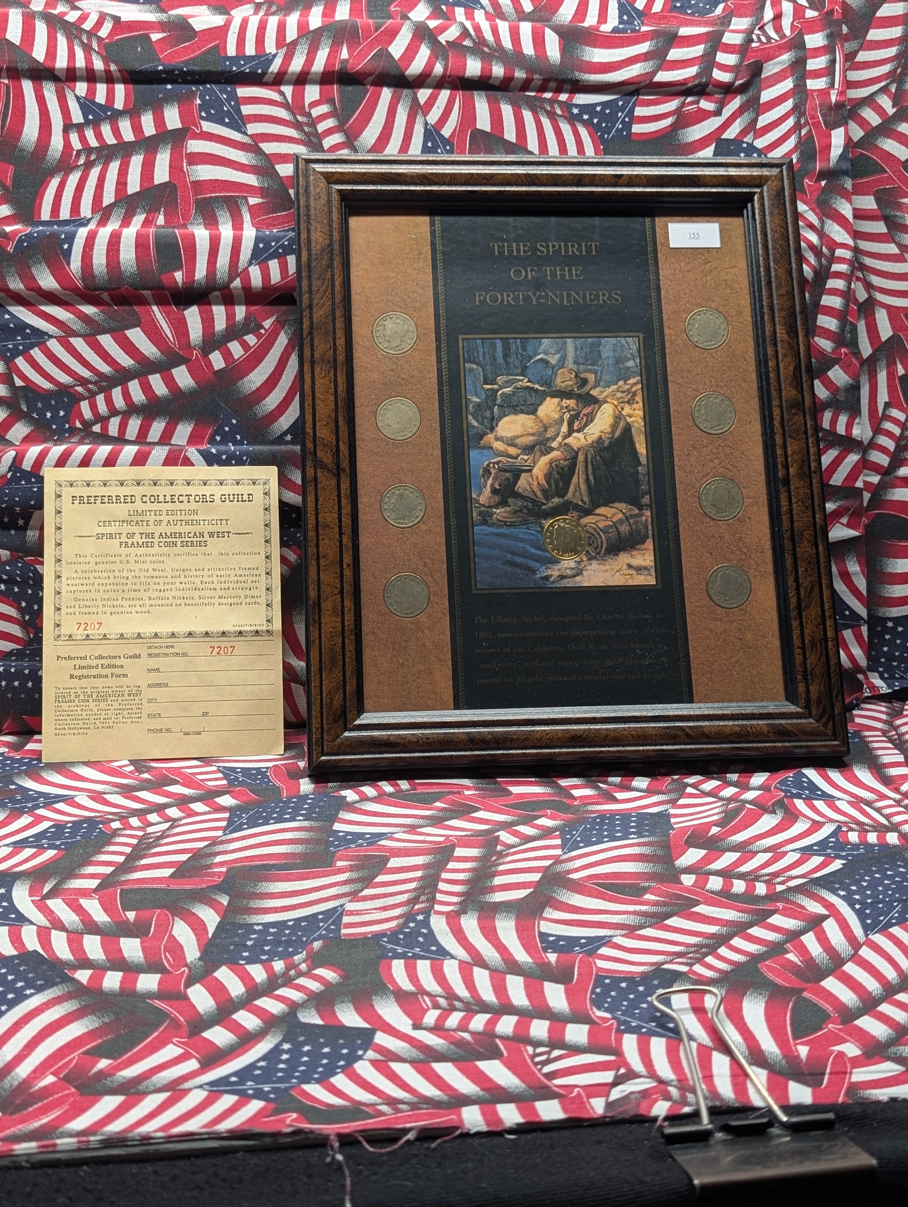 Framed - The Spirit of the Forty Niners Liberty Head V Nickels, 9 Coin Display with COA