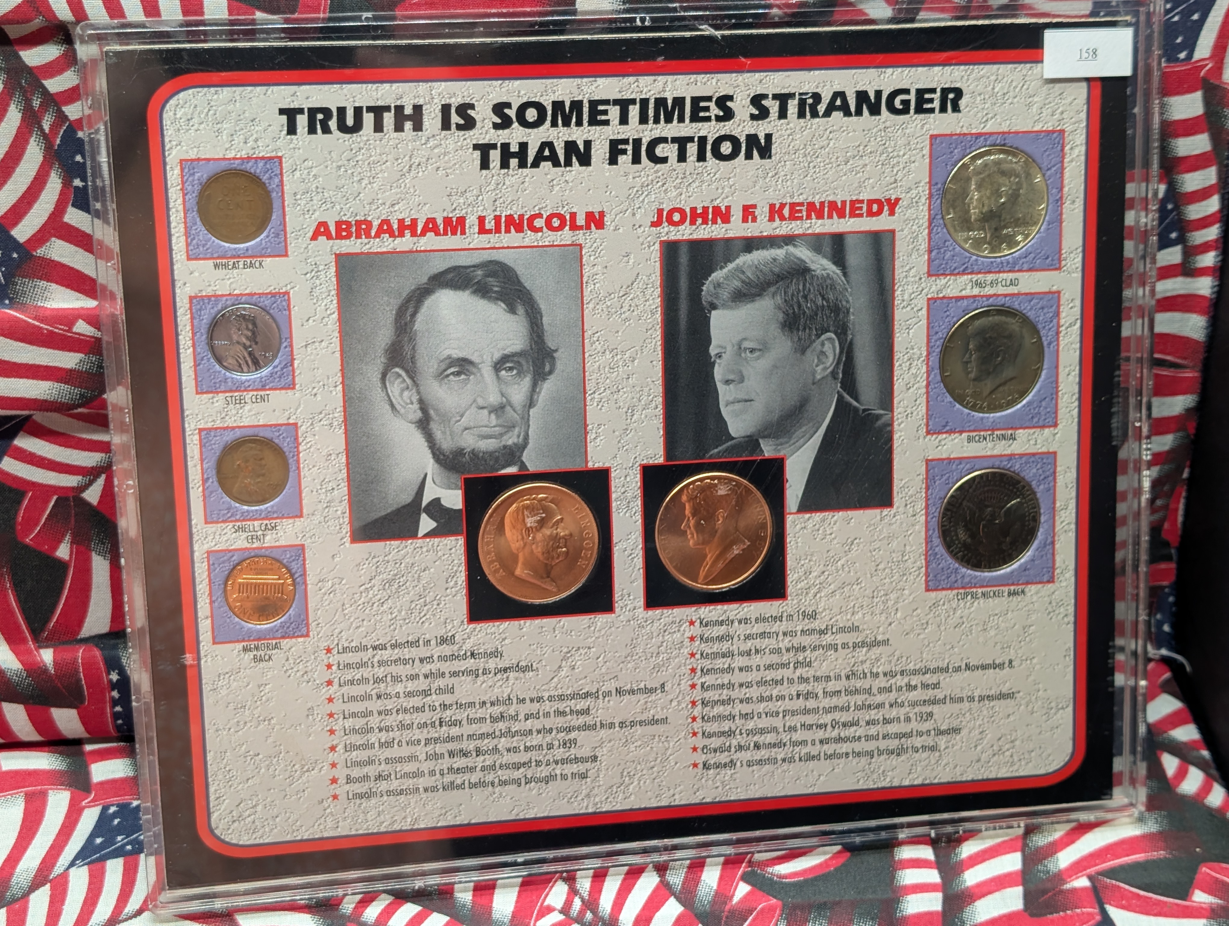Truth is Sometimes Stranger Than Fiction Collection - 7 Coins, 2 Medals, Lincoln/ 40% Silver Kennedy Half Dollar, OGP with COA