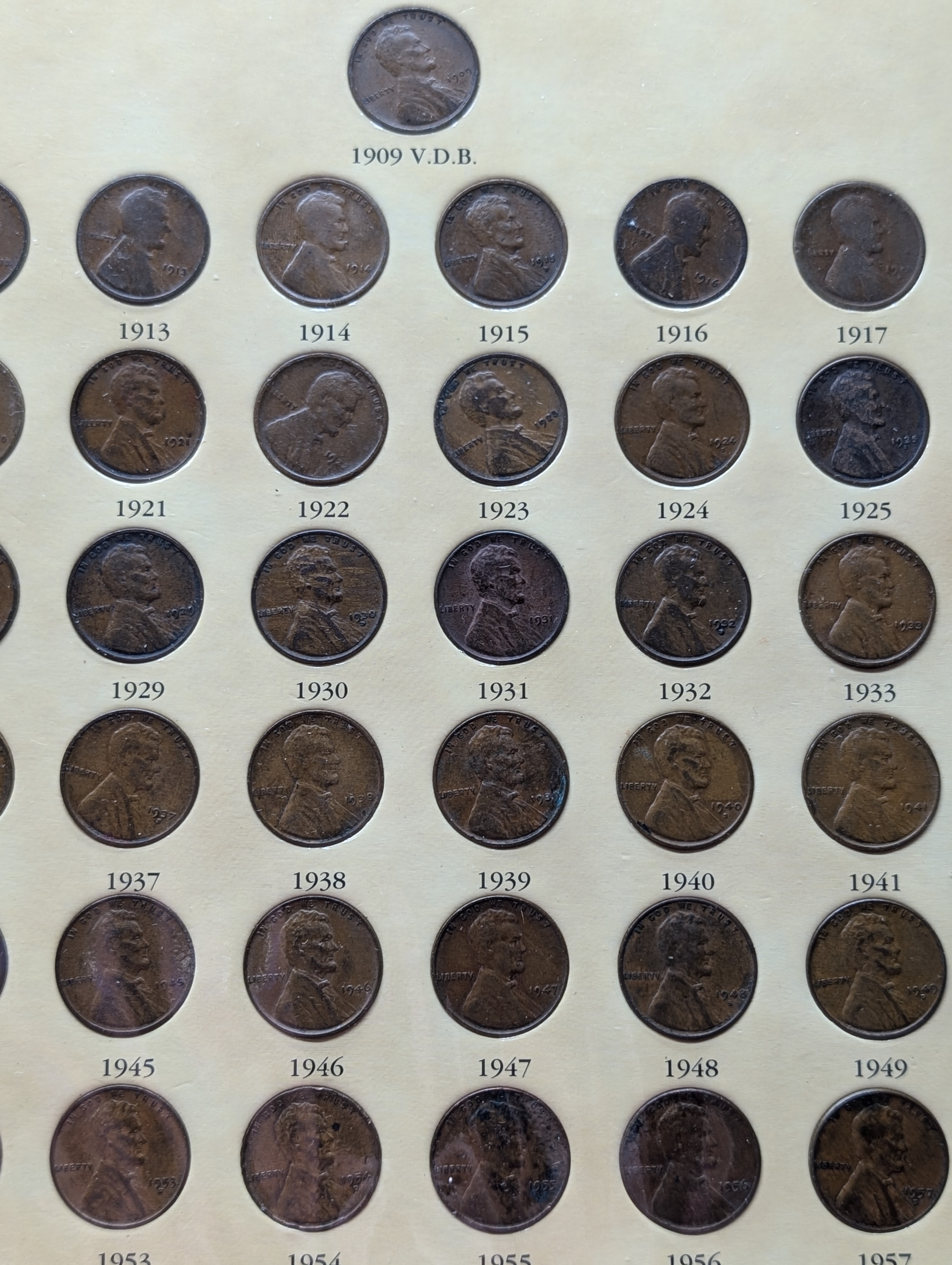 1909-1958 Lincoln Wheat Cent Collection (Various Mint Marks), 51 Coins
