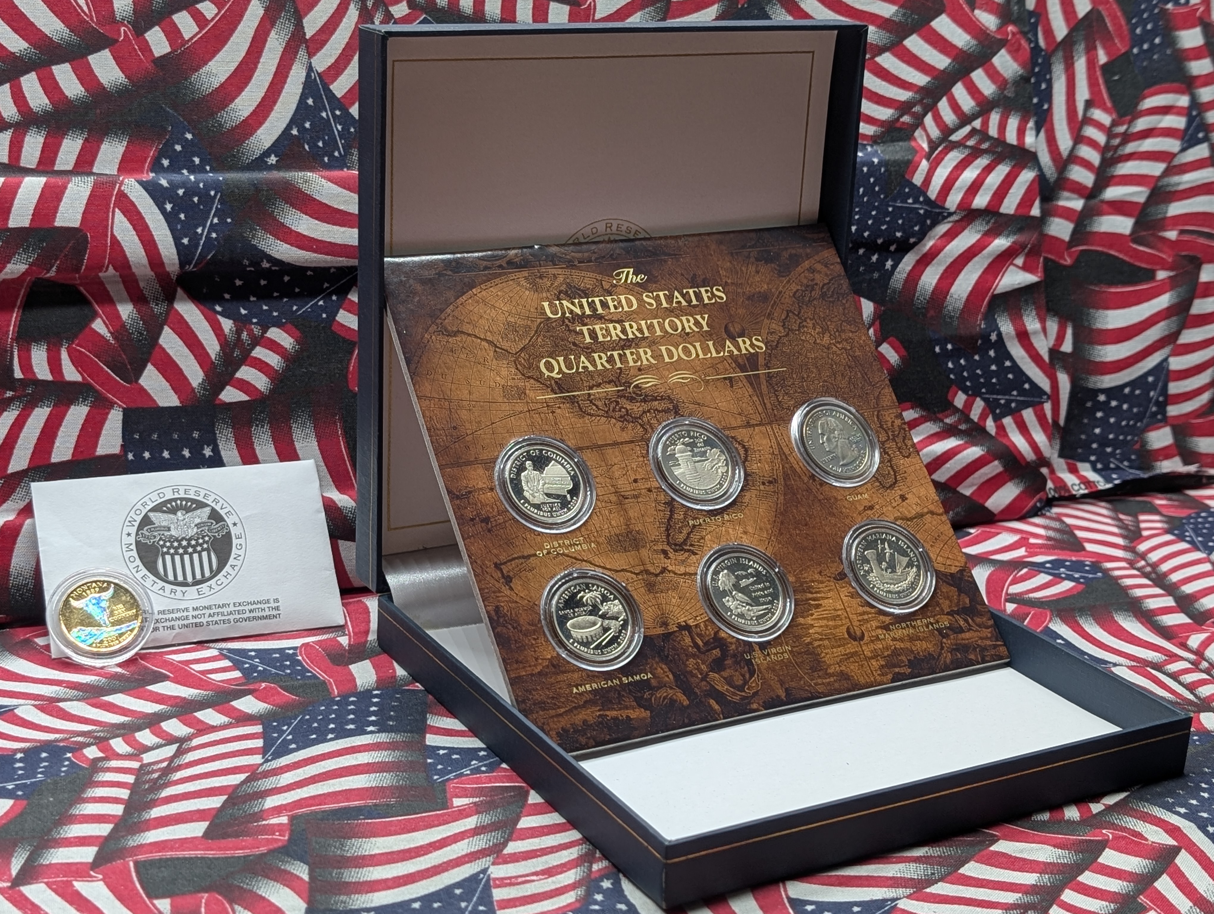2009 U.S. Territory Quarter 6 Coin Set & 2007-D Montana Gold Plated Quarter