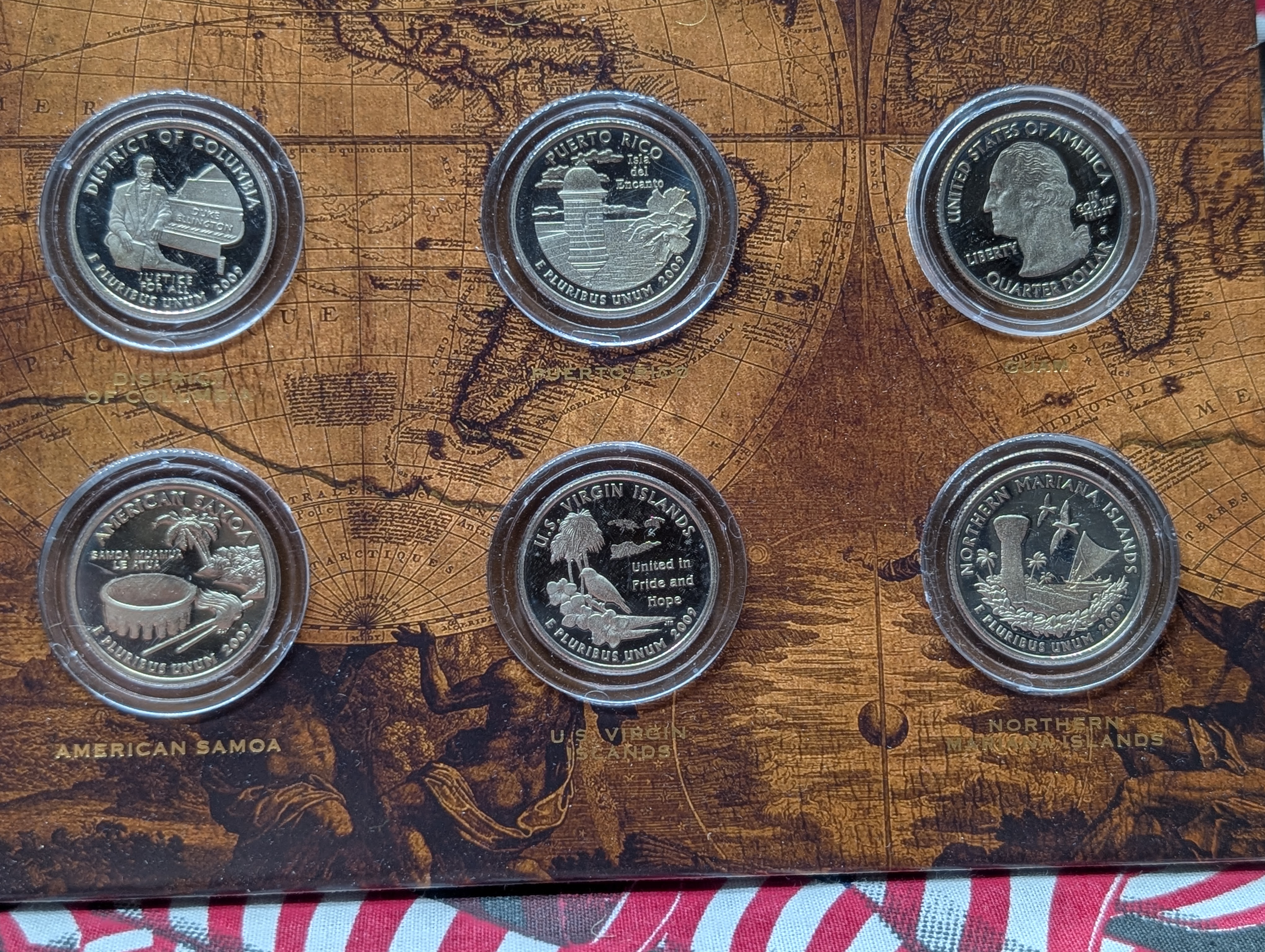 2009 U.S. Territory Quarter 6 Coin Set & 2007-D Montana Gold Plated Quarter