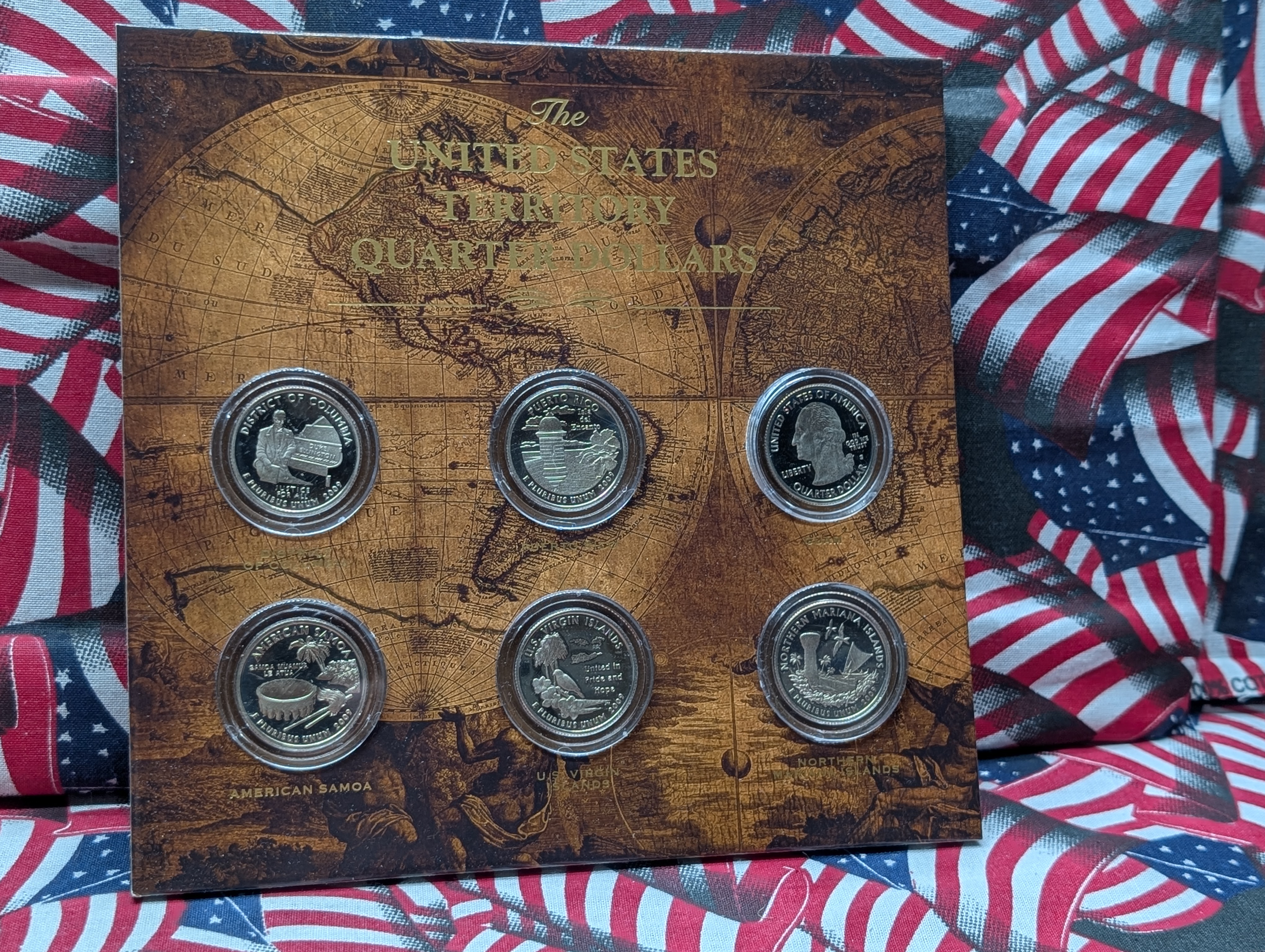 2009 U.S. Territory Quarter 6 Coin Set & 2007-D Montana Gold Plated Quarter
