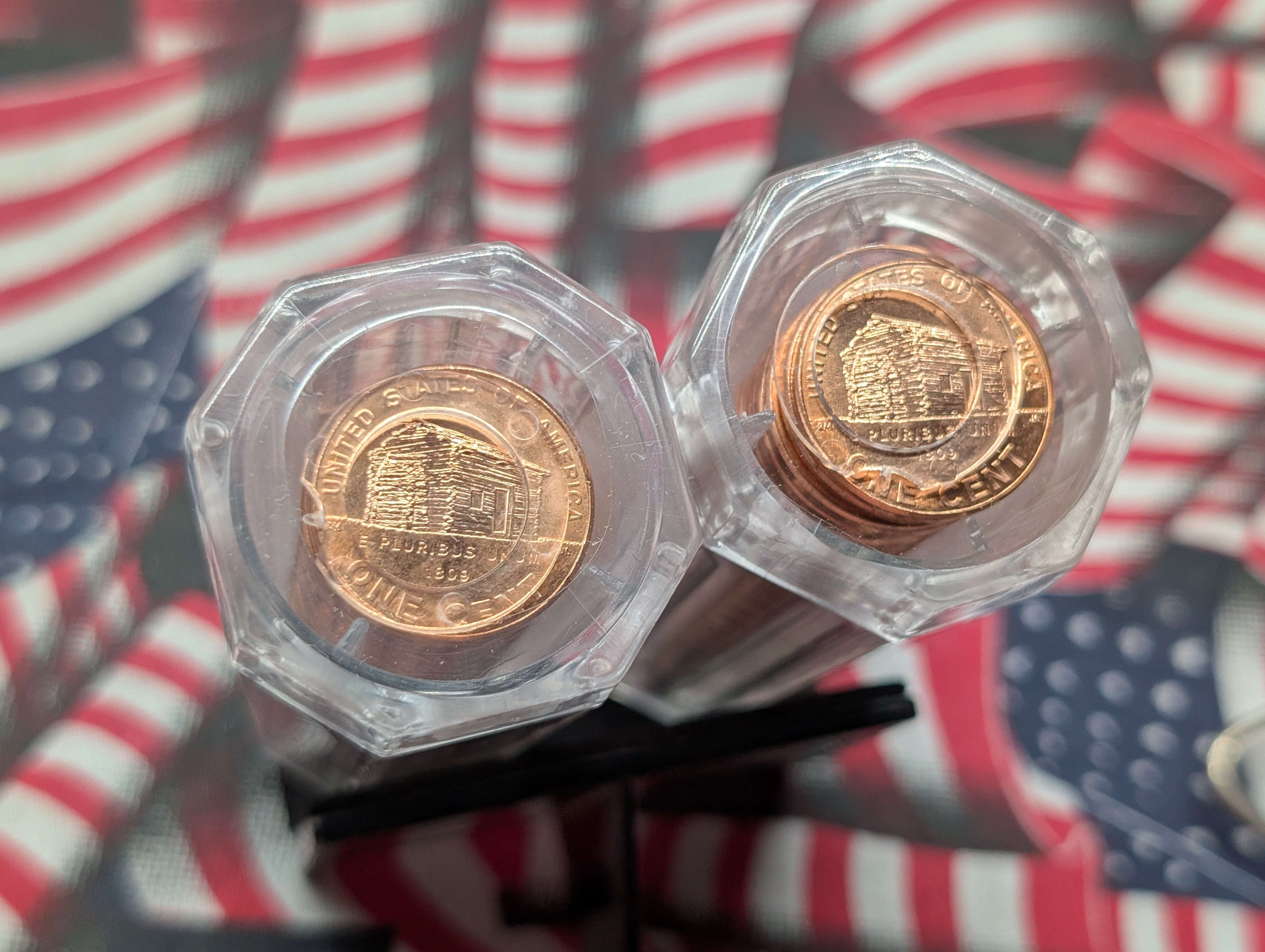 8 Rolls of 2009-P&D Commemorative Lincoln Cents, Each Design, ANACS MS65 RD or Better